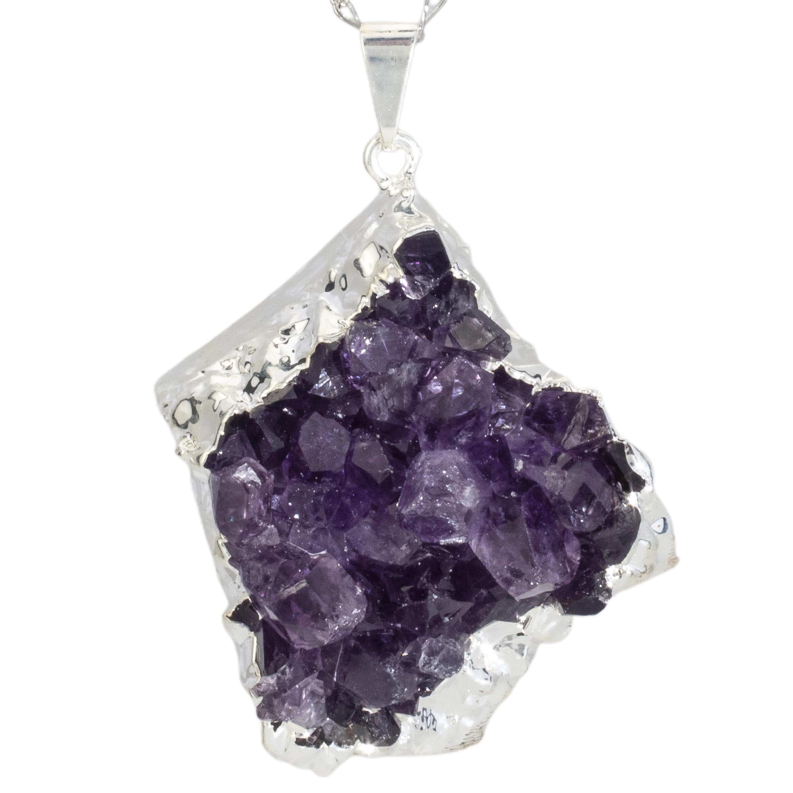 Kalifano Crystal Jewelry Druzy Amethyst Pendant with Silver Plating CJNS80-DYAM