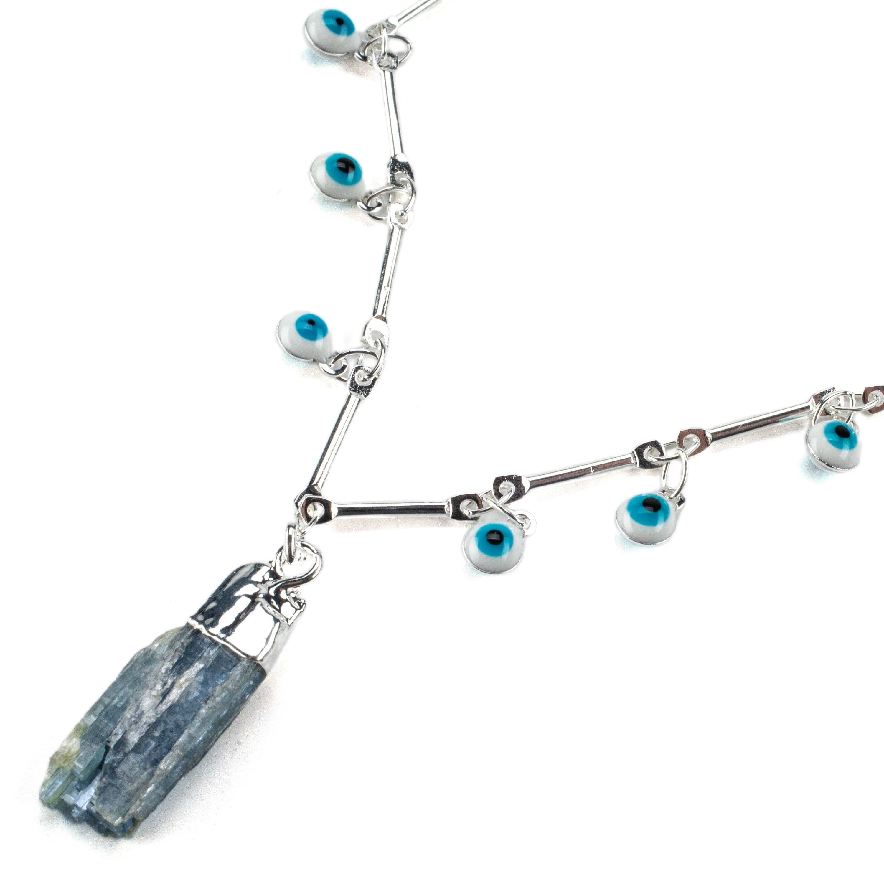 Kalifano Crystal Jewelry Evil Eye Necklace with Kyanite Pendant CJN-RJ-KE