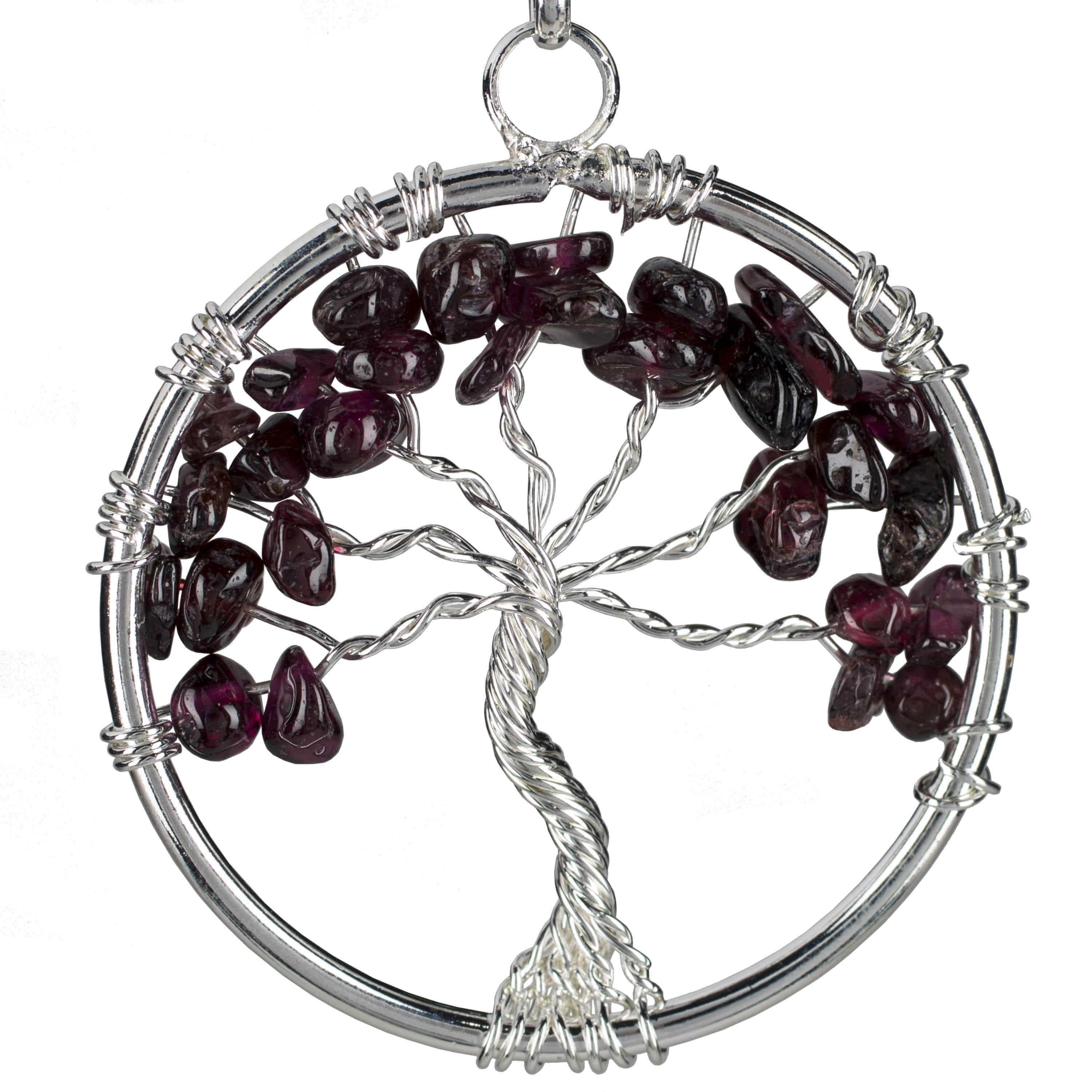 Kalifano Crystal Jewelry Garnet Chakra Gemstone Tree of Life Necklace & Stainless Steel Chain CJCN20-GA