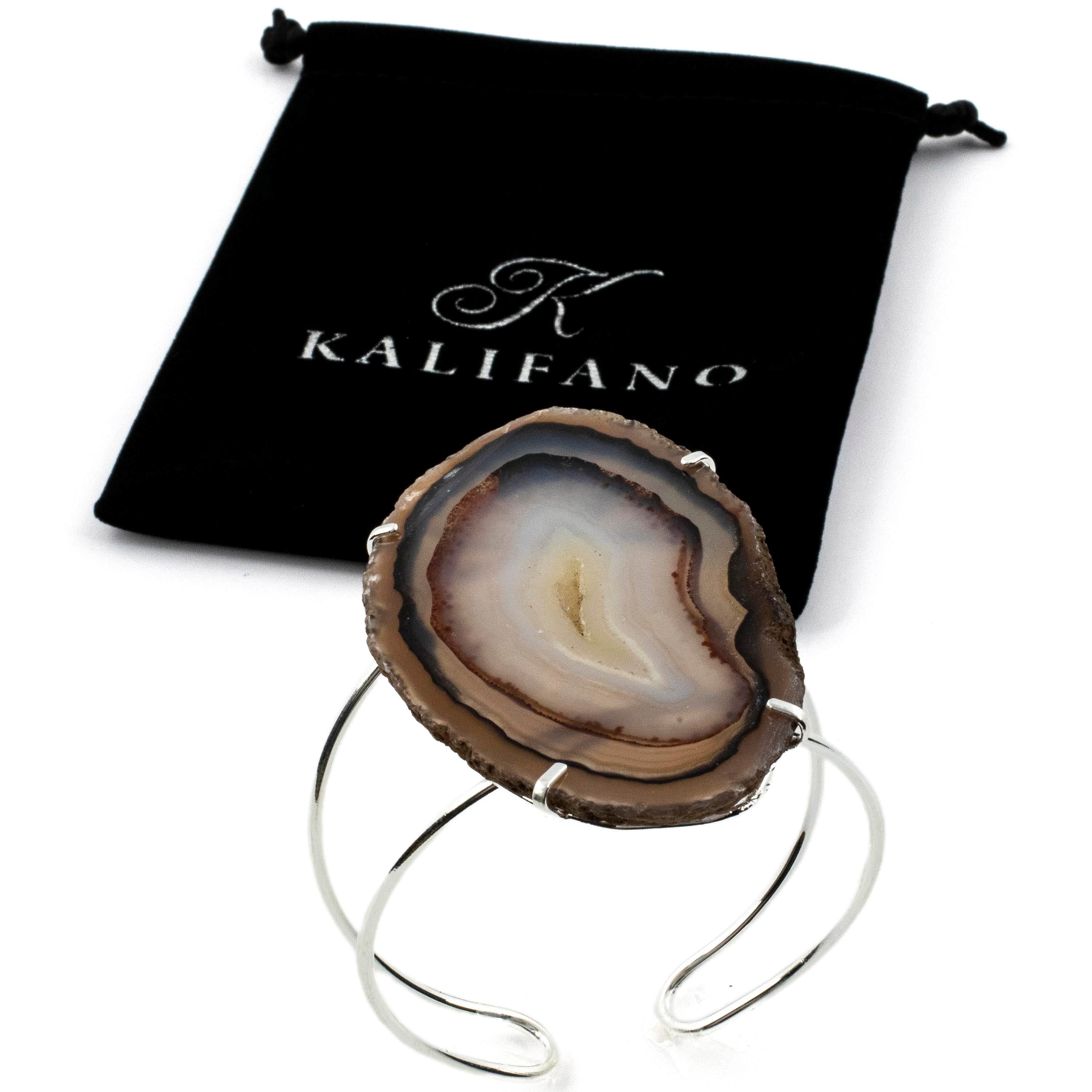 Kalifano Crystal Jewelry Natural Agate Cuff Bracelet CJB-1009-AG