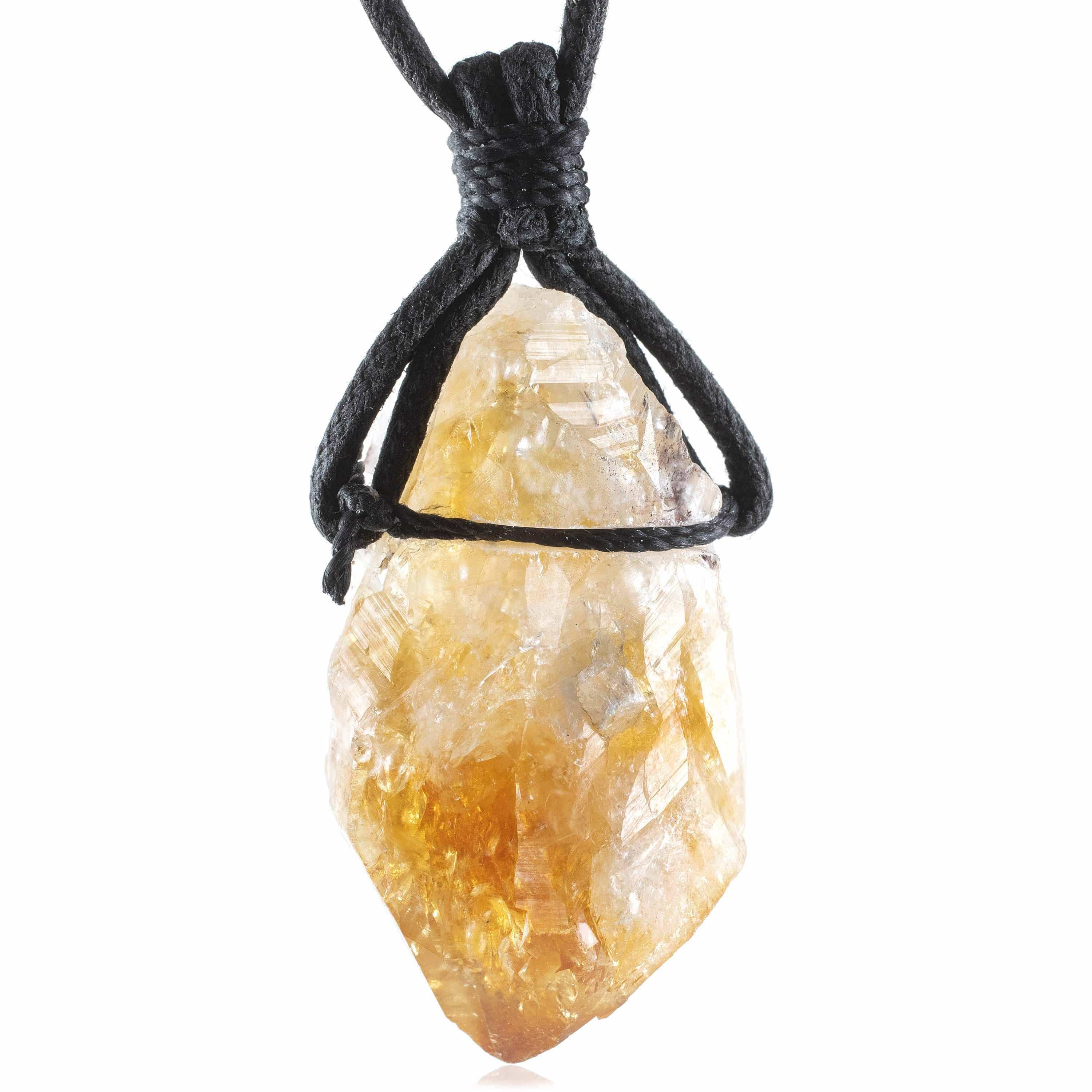 Kalifano Crystal Jewelry Raw Citrine Healing Stone Pendant on Black Chord CJ40-BCCT