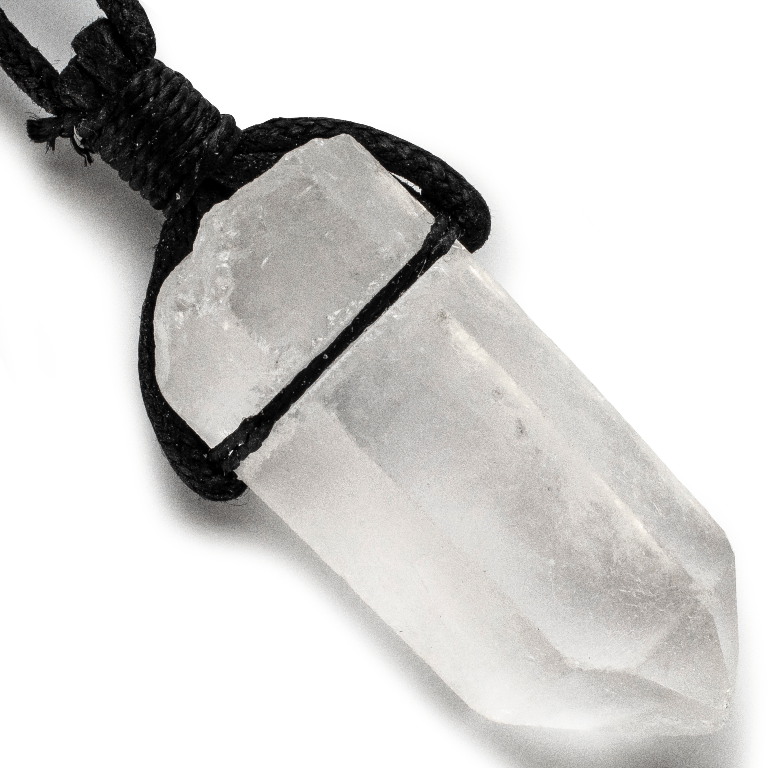 Kalifano Crystal Jewelry Raw Quartz Healing Stone Pendant on Black Chord CJ40-BCQZ