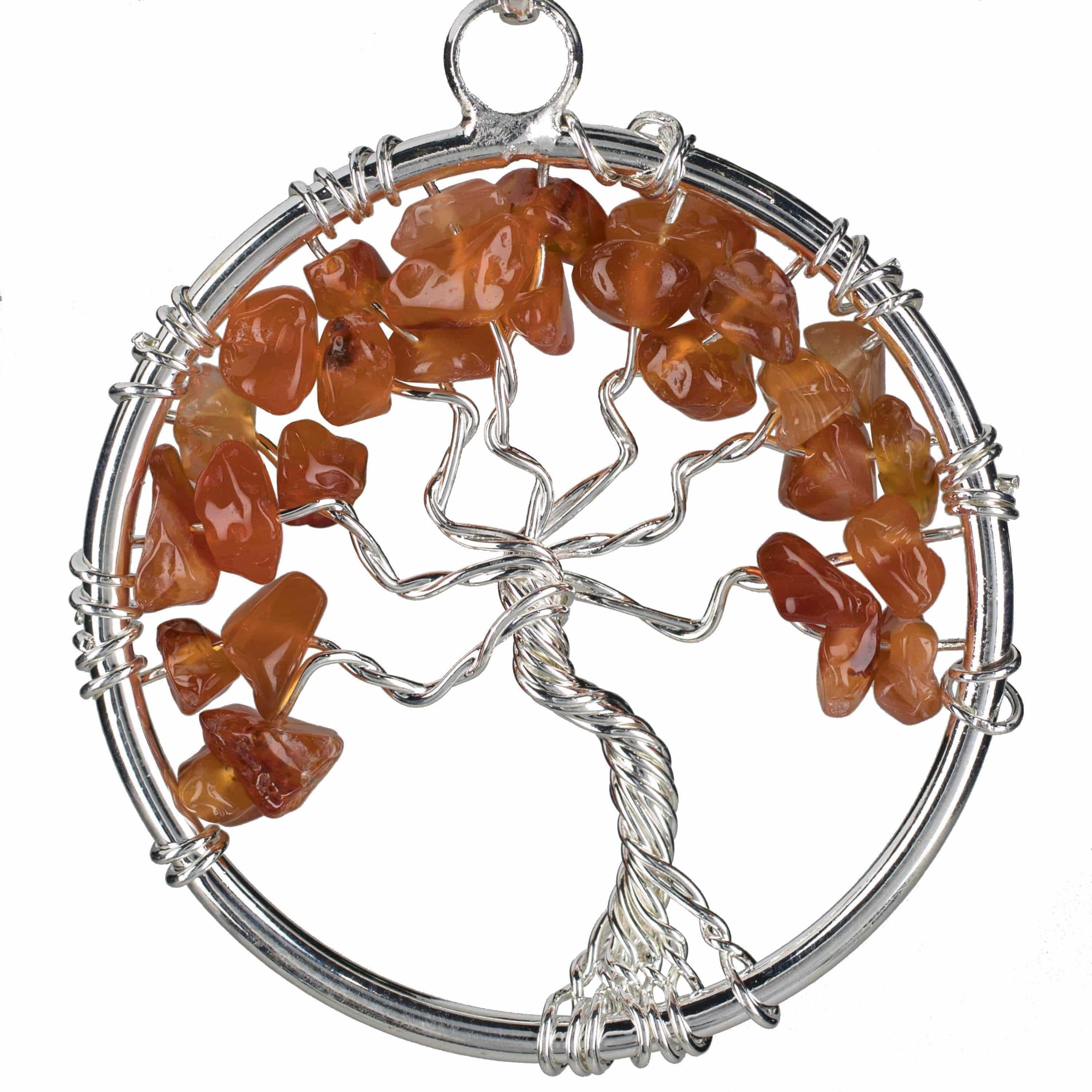 Kalifano Crystal Jewelry Red Carnelian Chakra Gemstone Tree of Life Necklace & Stainless Steel Chain CJCN20-CN