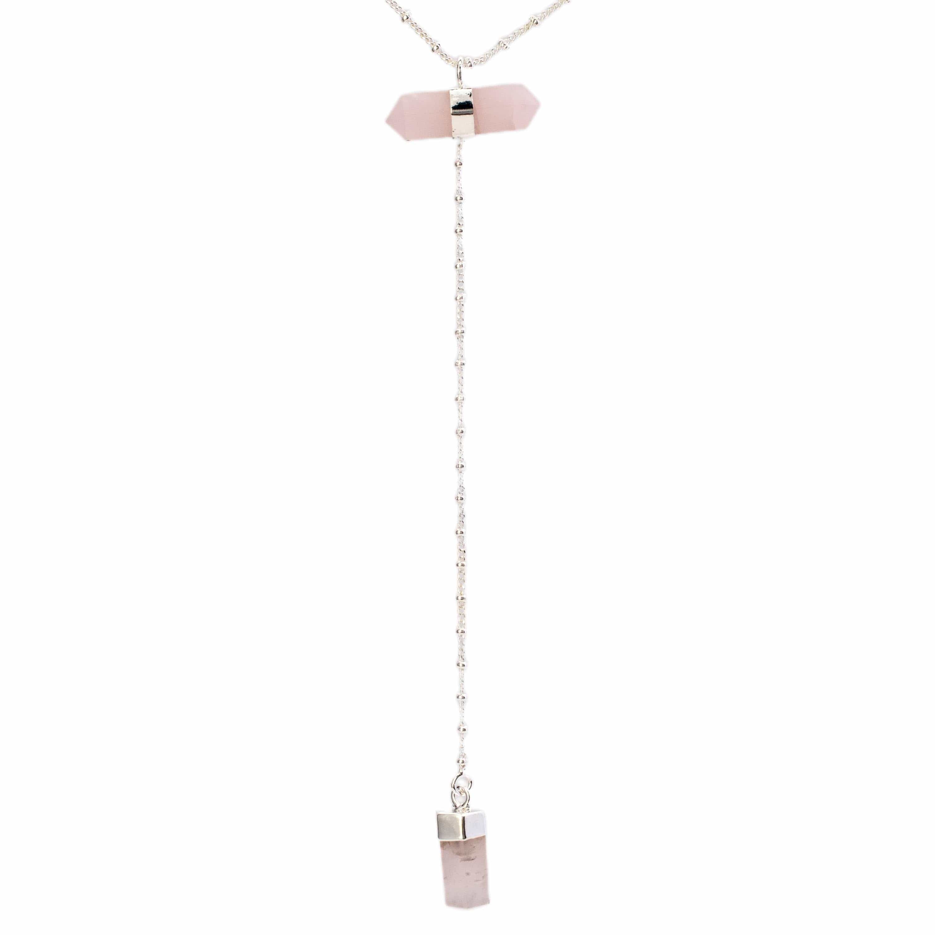 Kalifano Crystal Jewelry Rose Quartz Double Point Necklace CJN-2032-RQ