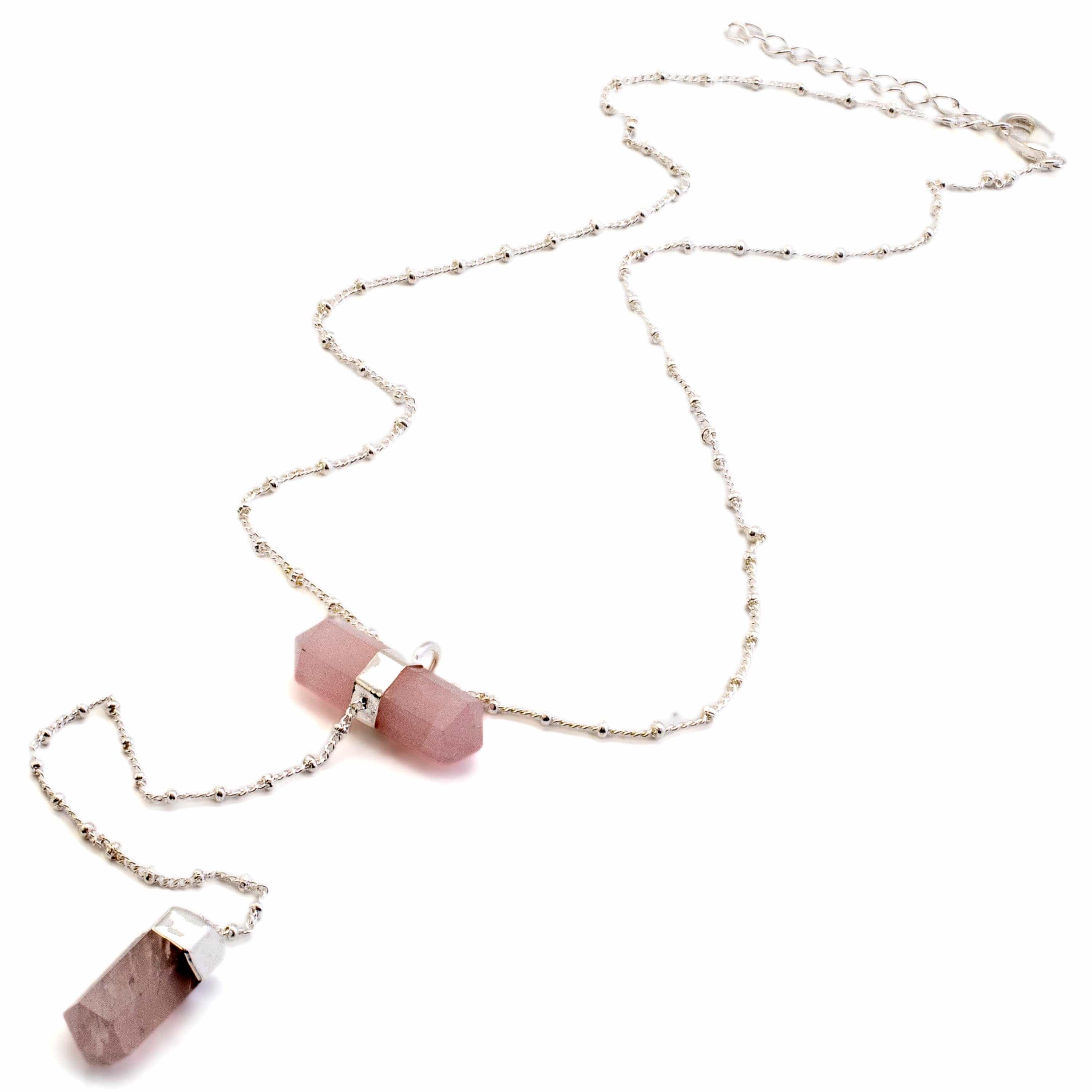 Kalifano Crystal Jewelry Rose Quartz Double Point Necklace CJN-2032-RQ