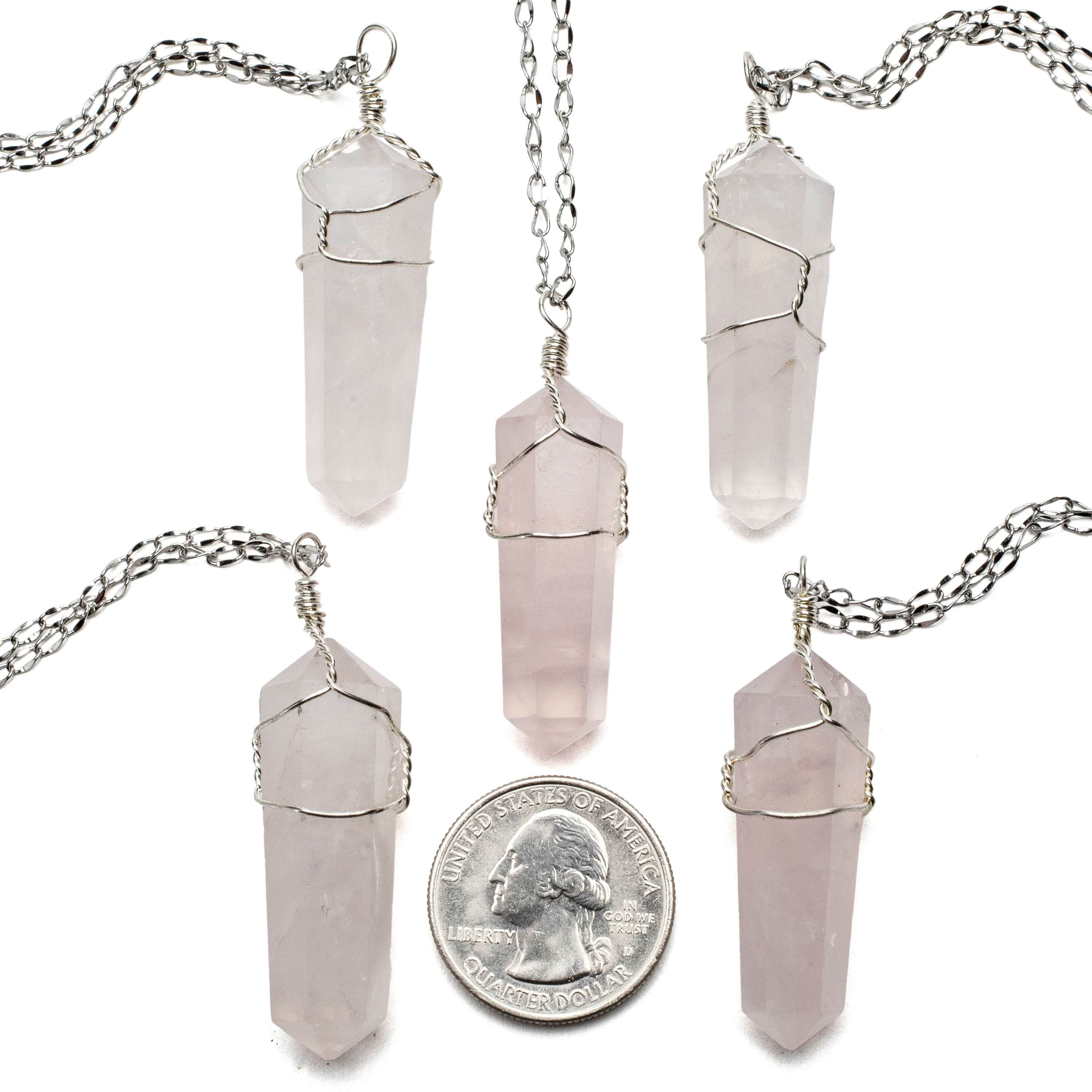 Kalifano Crystal Jewelry Rose Quartz Point Healing Stone Pendant CJ20-RQ