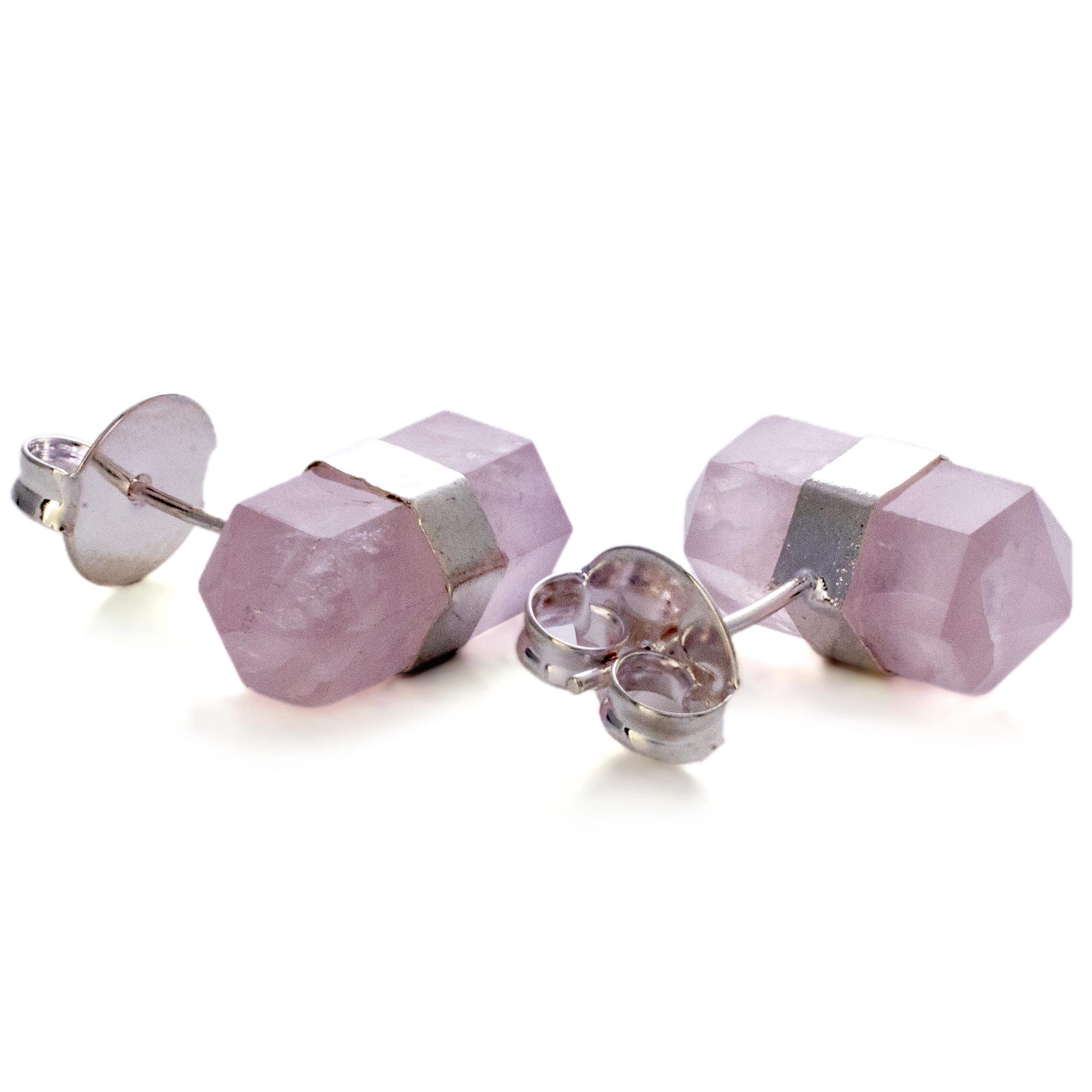 Kalifano Crystal Jewelry Rose Quartz Stud Earrings CJE-1516-RQ