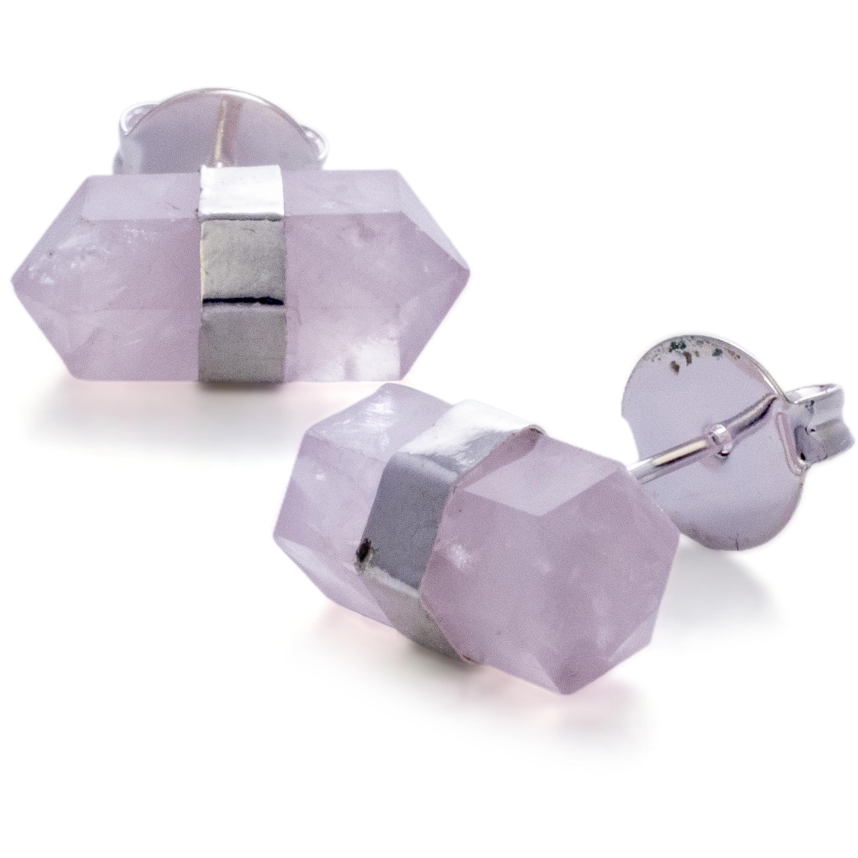 Kalifano Crystal Jewelry Rose Quartz Stud Earrings CJE-1516-RQ