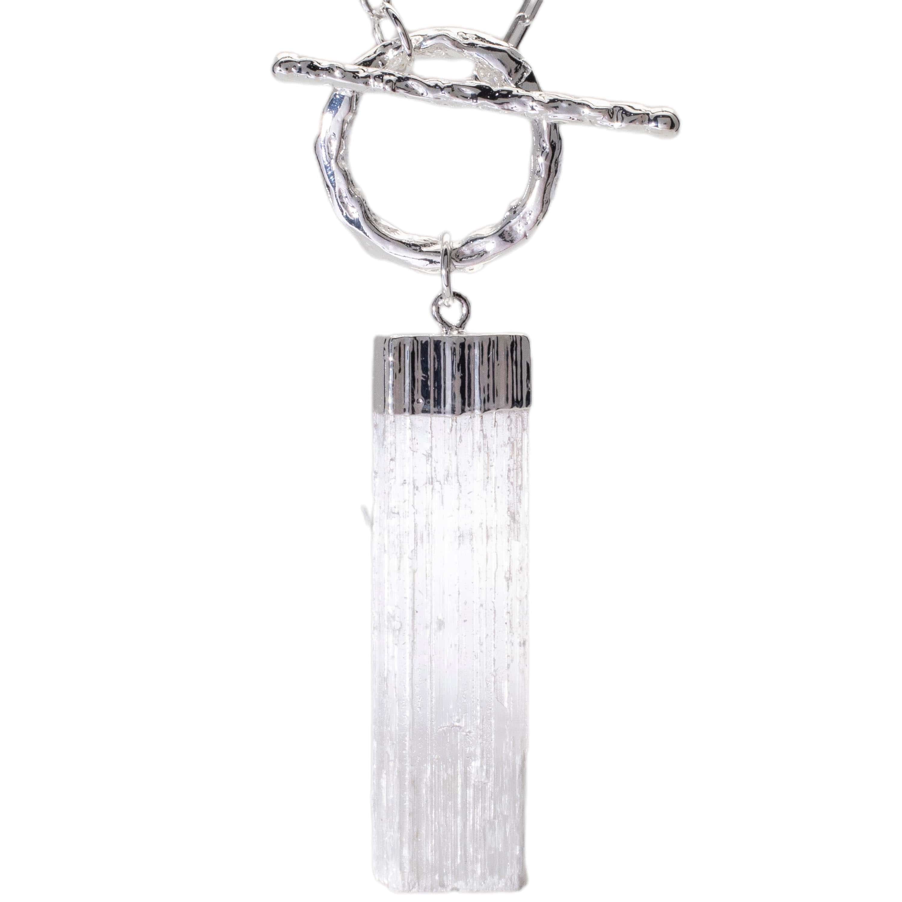 Kalifano Crystal Jewelry Selenite Necklace with Toggle Clasp CJN-2021-SL