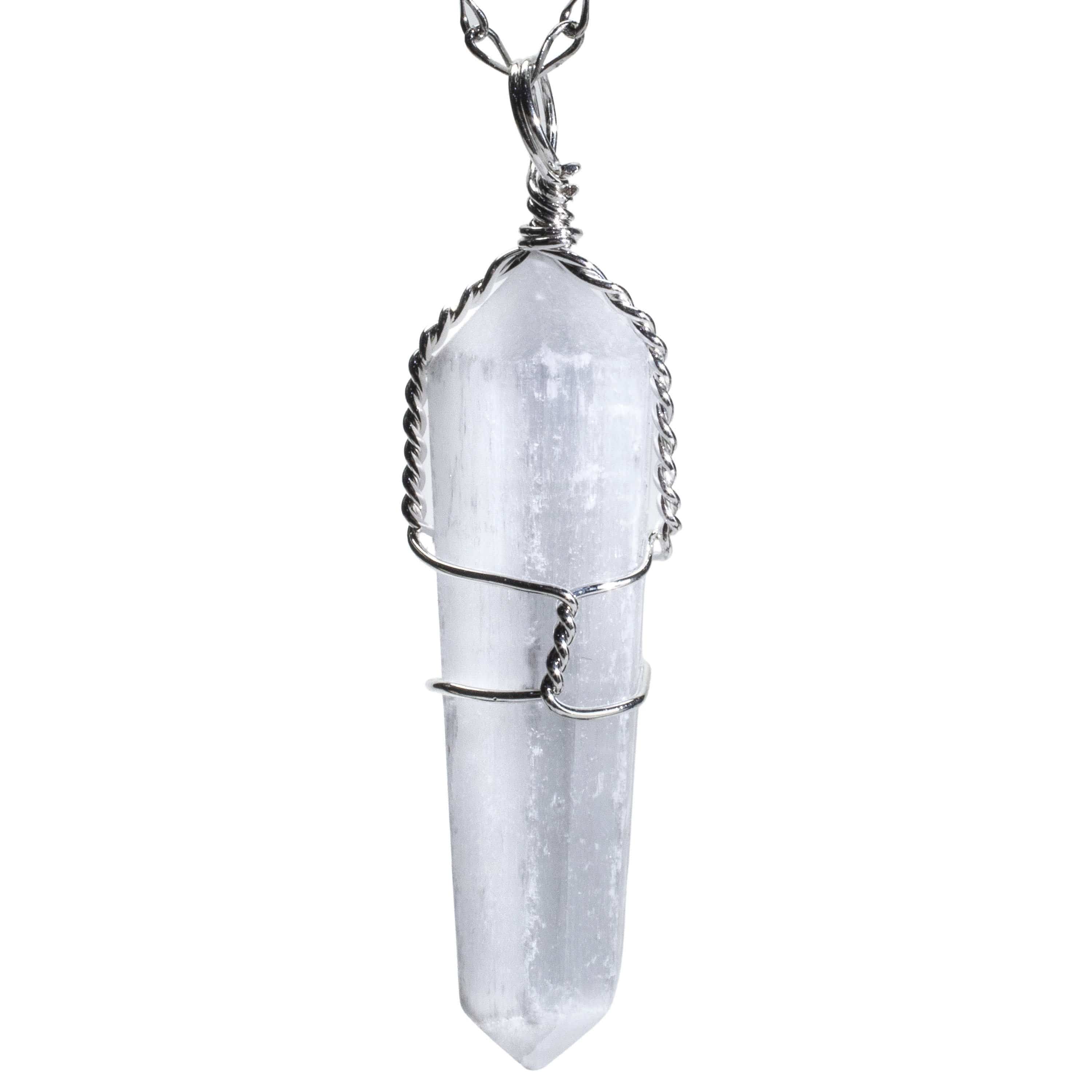 Kalifano Crystal Jewelry Selenite Point Healing Stone Pendant CJ20-SL