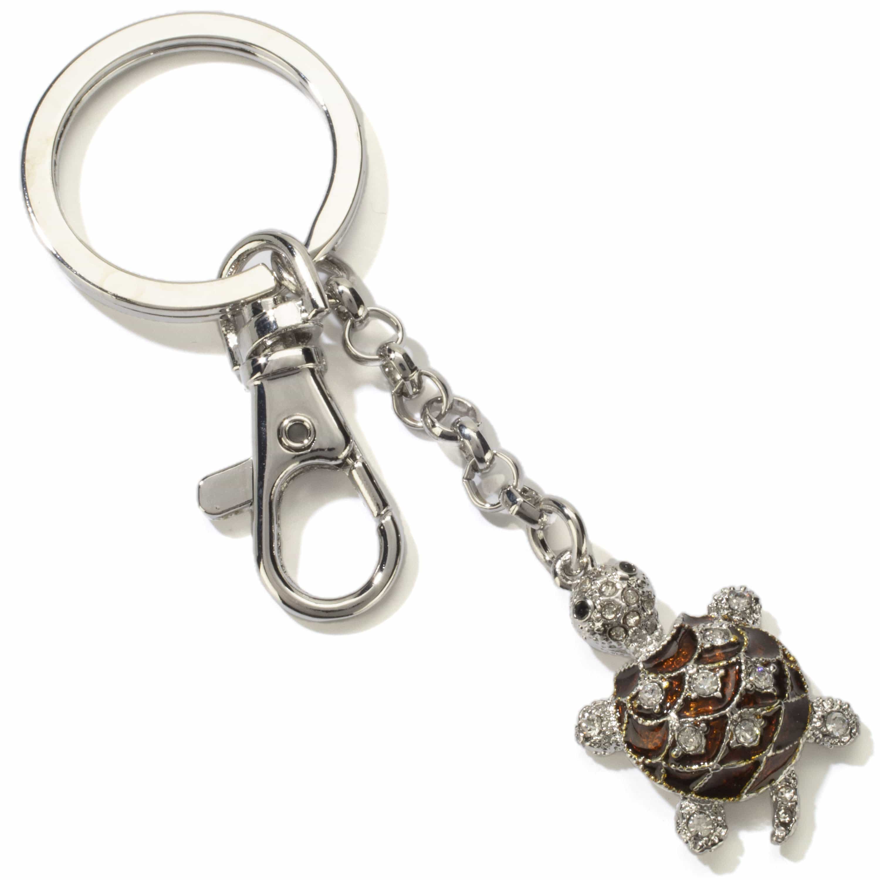 Kalifano Crystal Keychains Brown Turtle Keychain made with Swarovski Crystals SKC-107