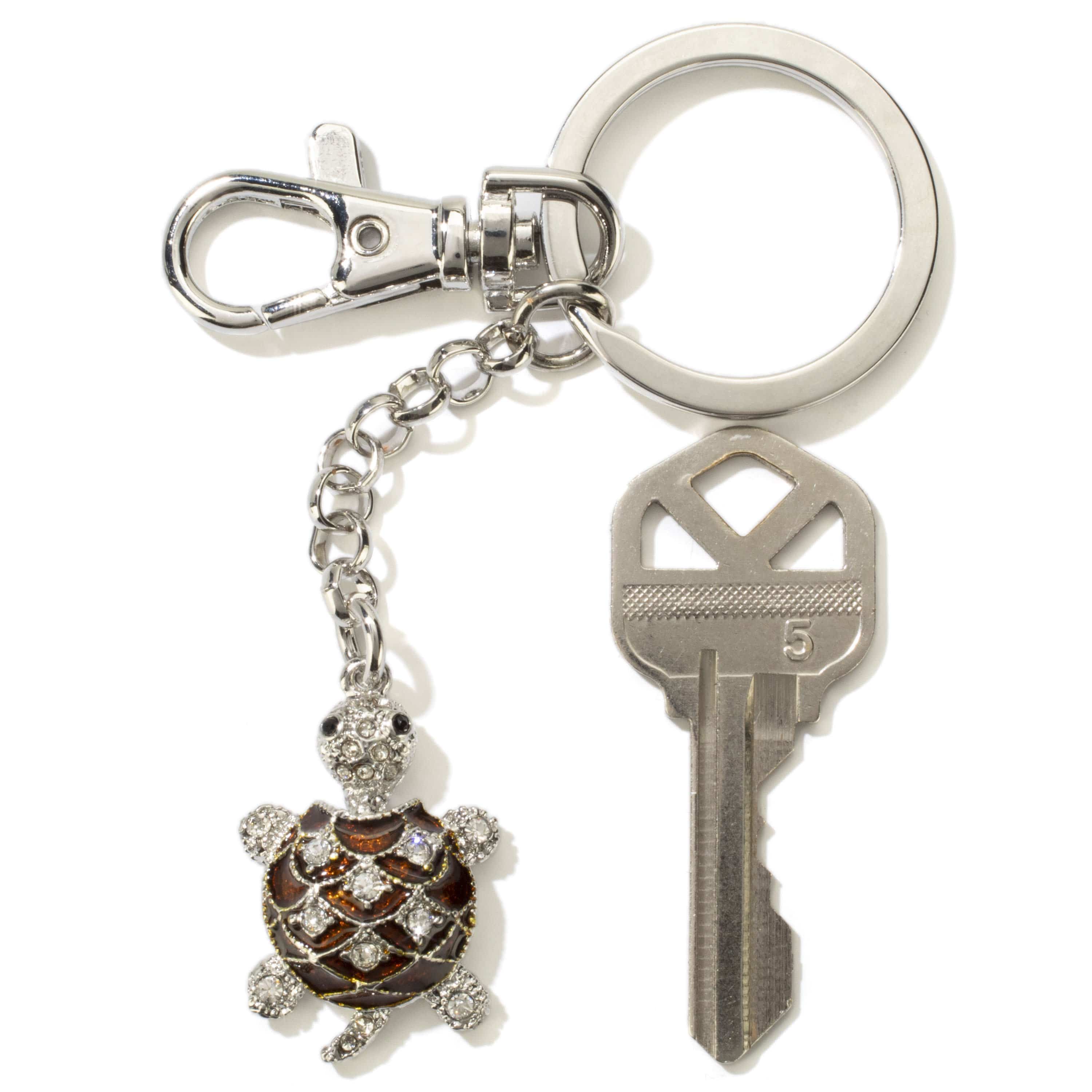 Kalifano Crystal Keychains Brown Turtle Keychain made with Swarovski Crystals SKC-107