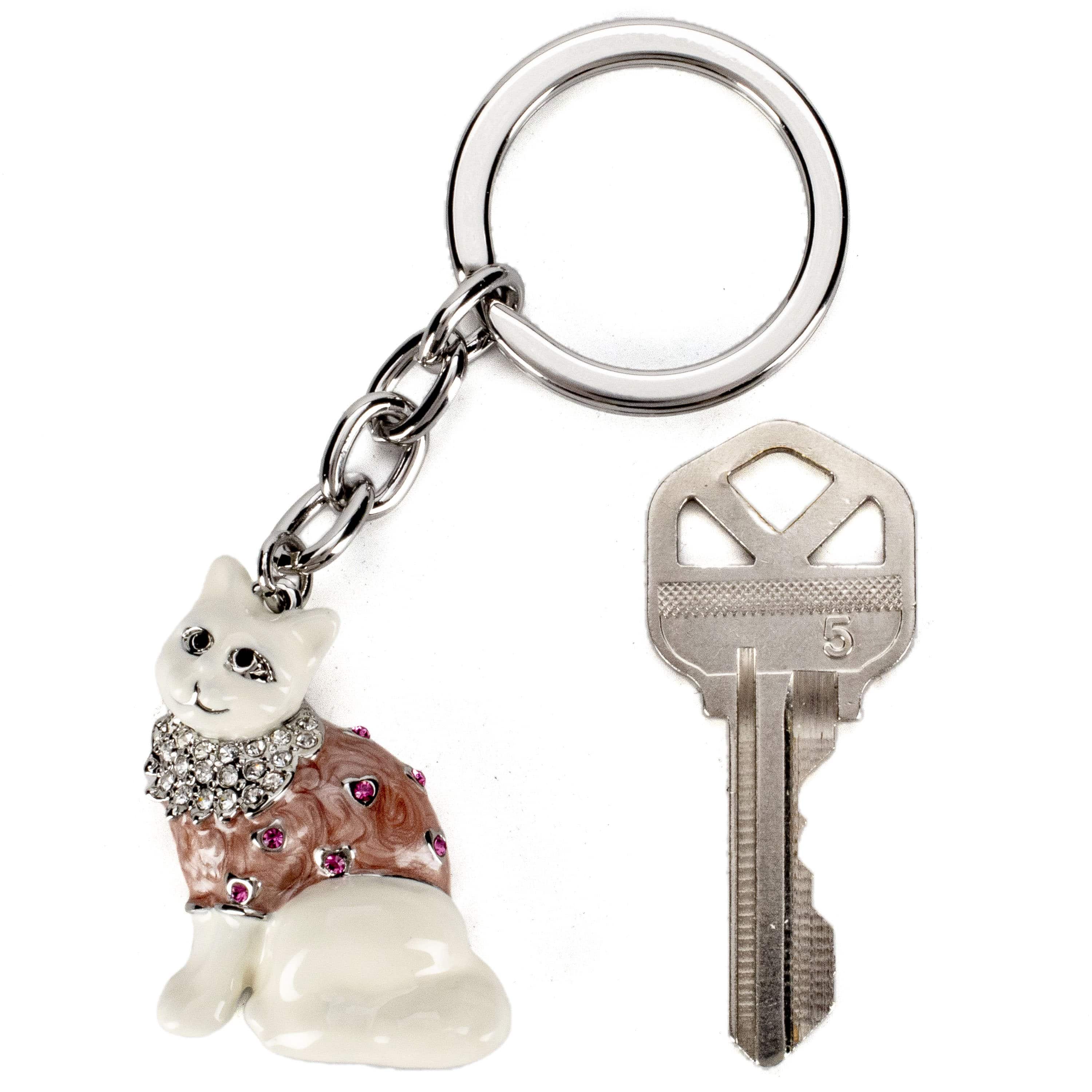 Kalifano Crystal Keychains Cat Keychain made with Swarovski Crystals SKC-060