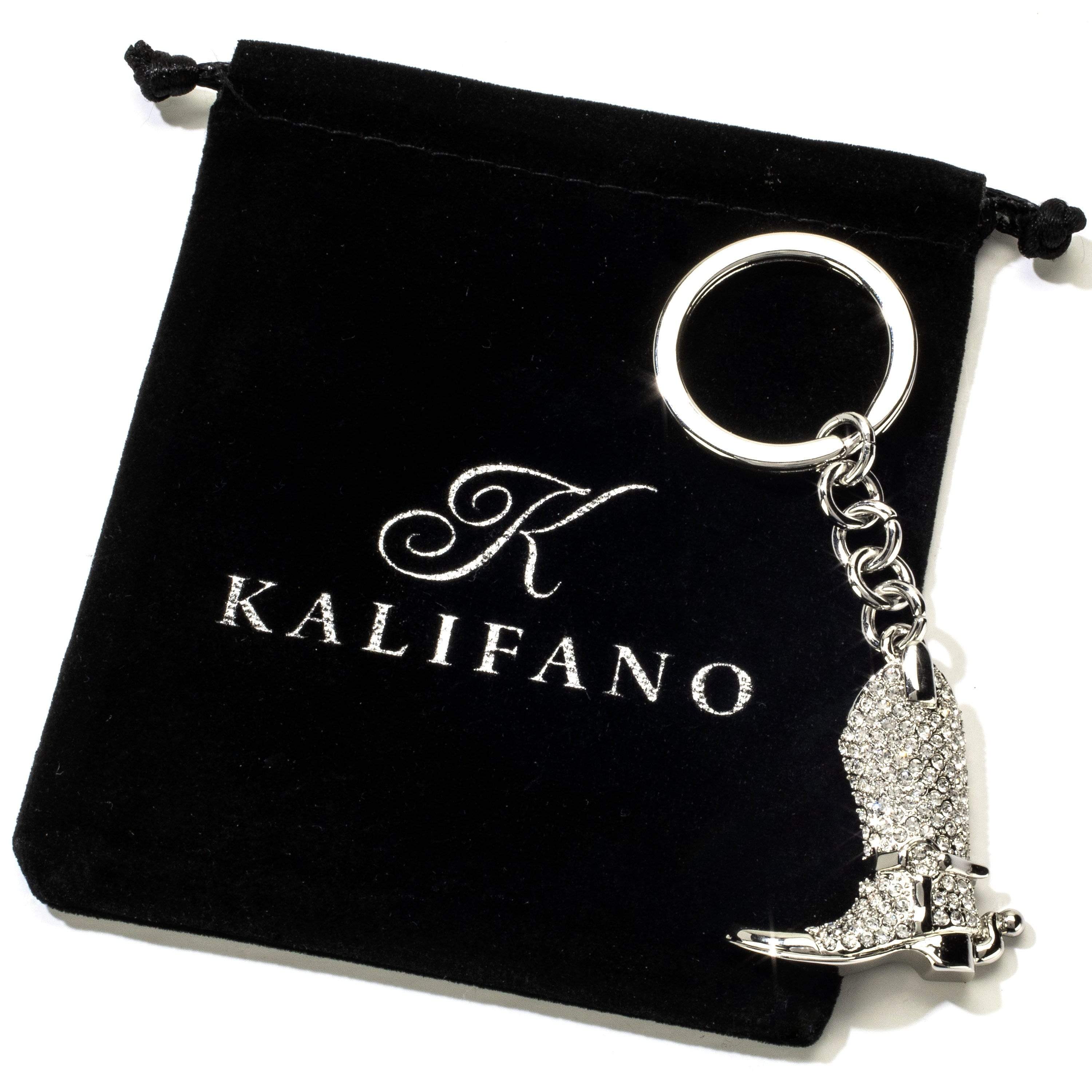 Kalifano Crystal Keychains Cowboy Boot Keychain made with Swarovski Crystals SKC-030