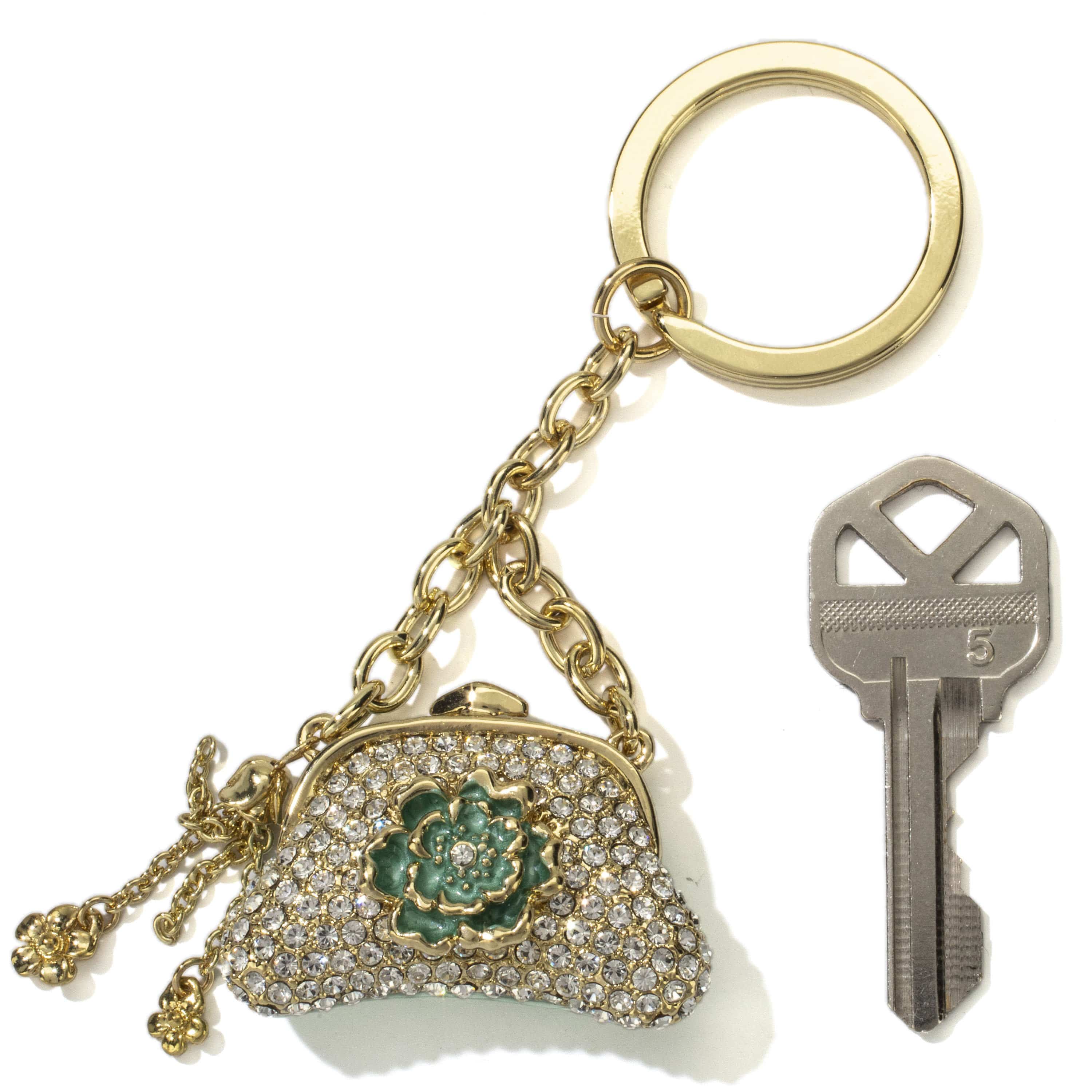 Kalifano Crystal Keychains Gold Purse Keychain made with Swarovski Crystals SKC-074