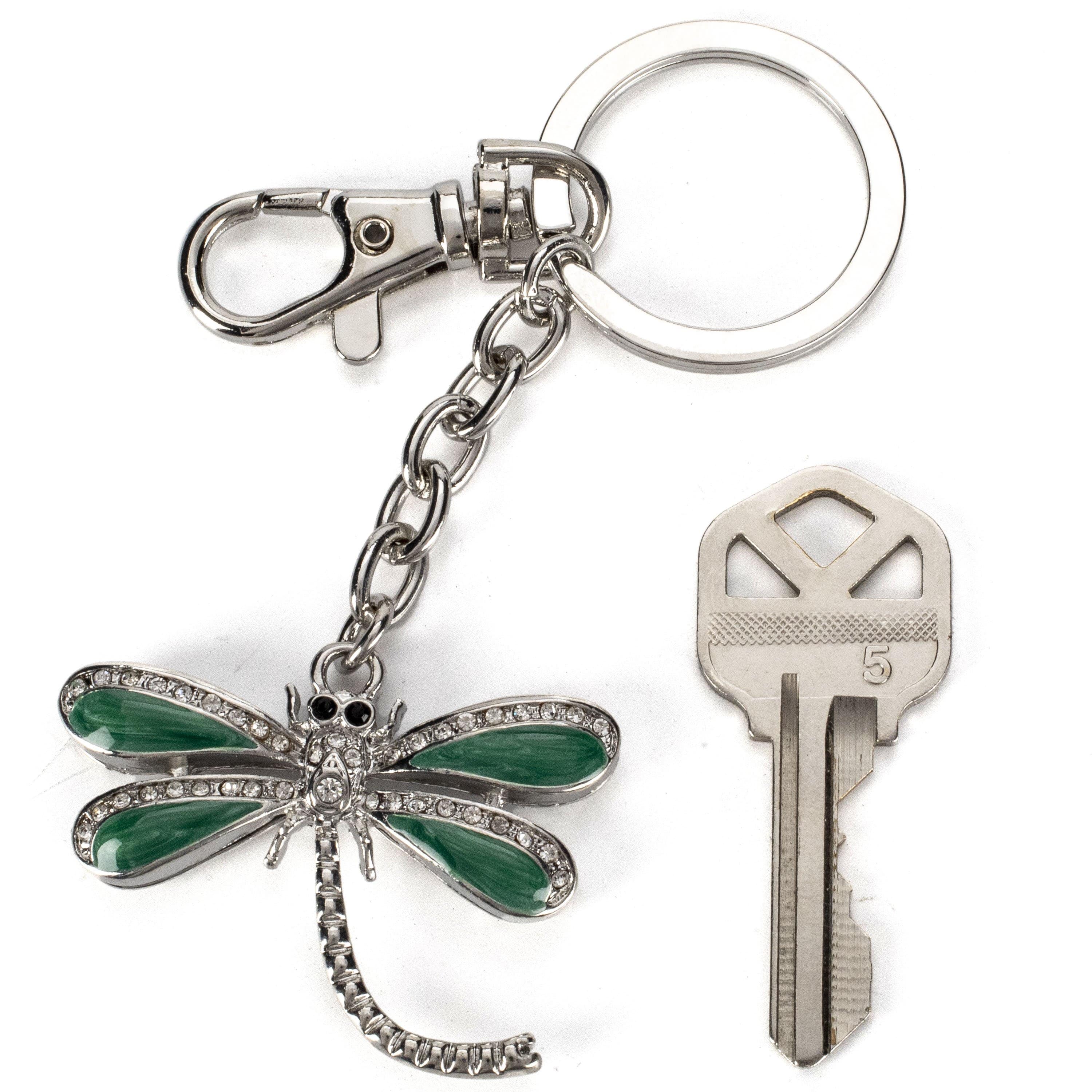 Kalifano Crystal Keychains Green Dragonfly Keychain made with Swarovski Crystals SKC-118