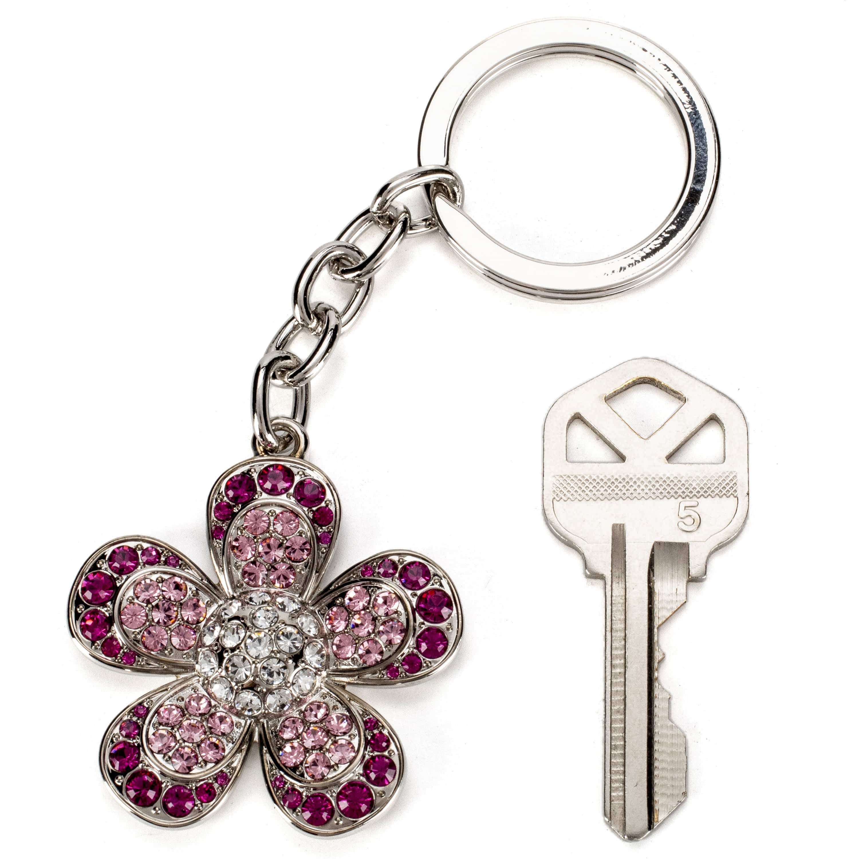 Kalifano Crystal Keychains Pink Flower Keychain made with Swarovski Crystals SKC-051