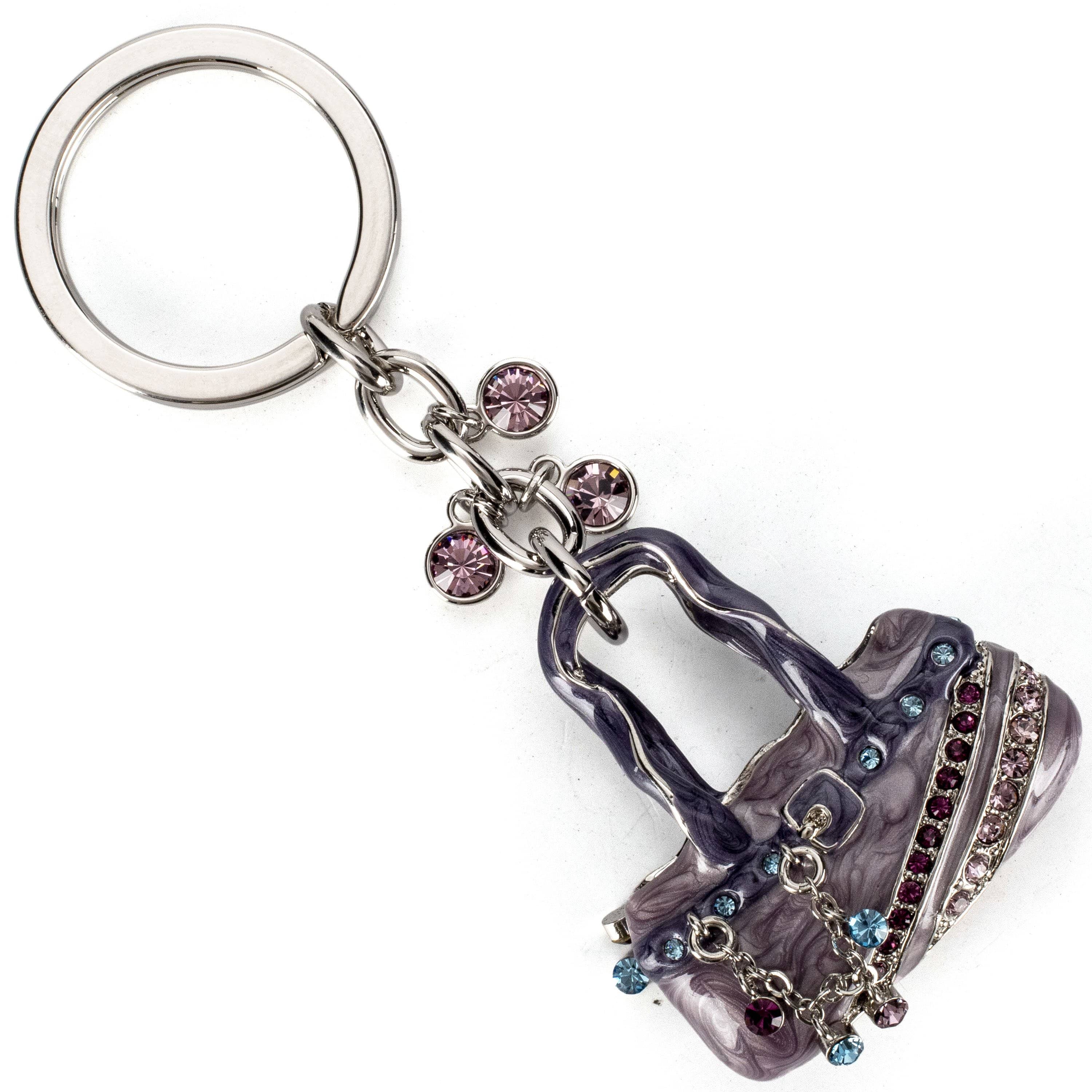 Kalifano Crystal Keychains Purple Handbag Keychain made with Swarovski Crystals SKC-009