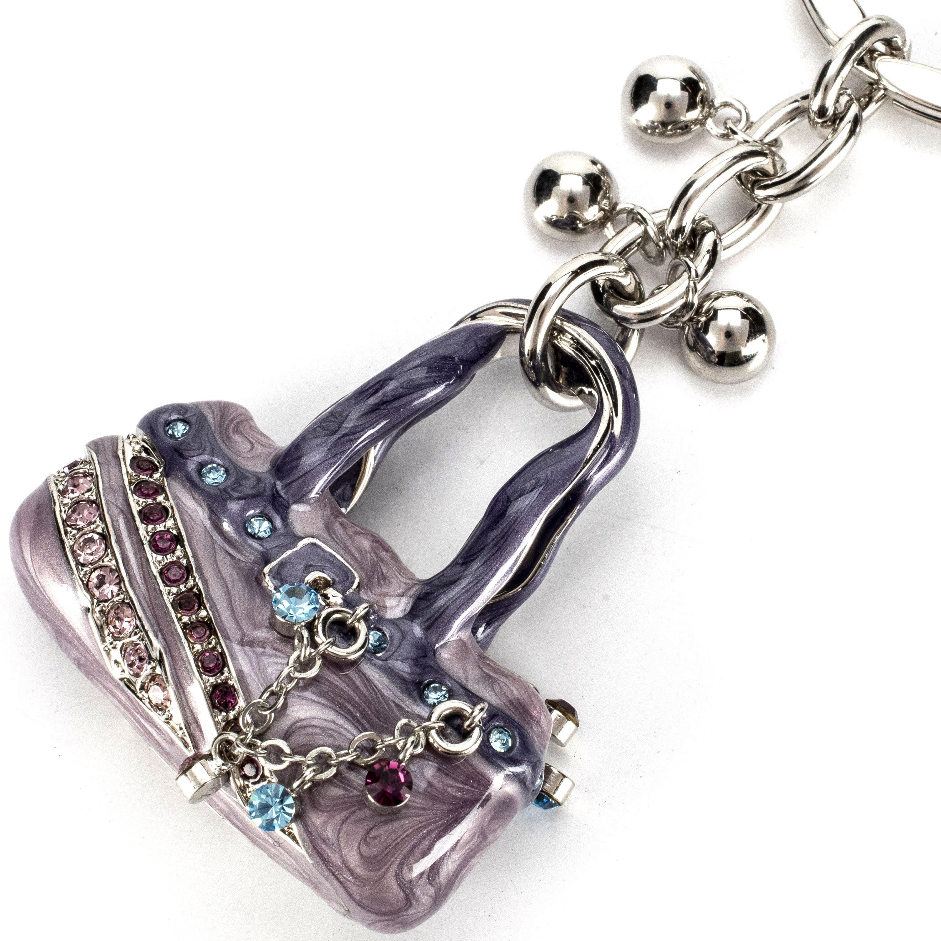 Kalifano Crystal Keychains Purple Handbag Keychain made with Swarovski Crystals SKC-009