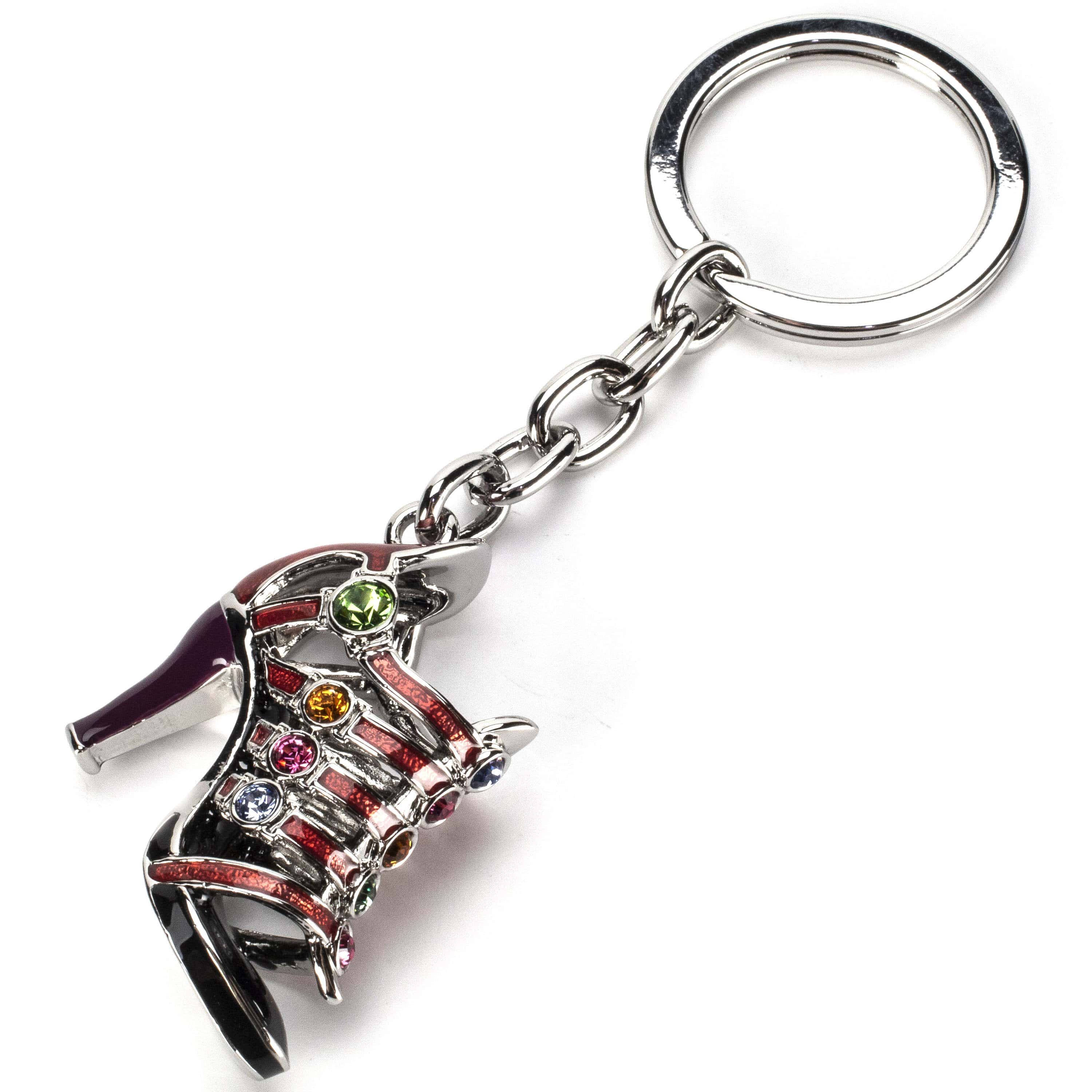 Kalifano Crystal Keychains Purple Rainbow Dress Shoe Keychain made with Swarovski Crystals SKC-168