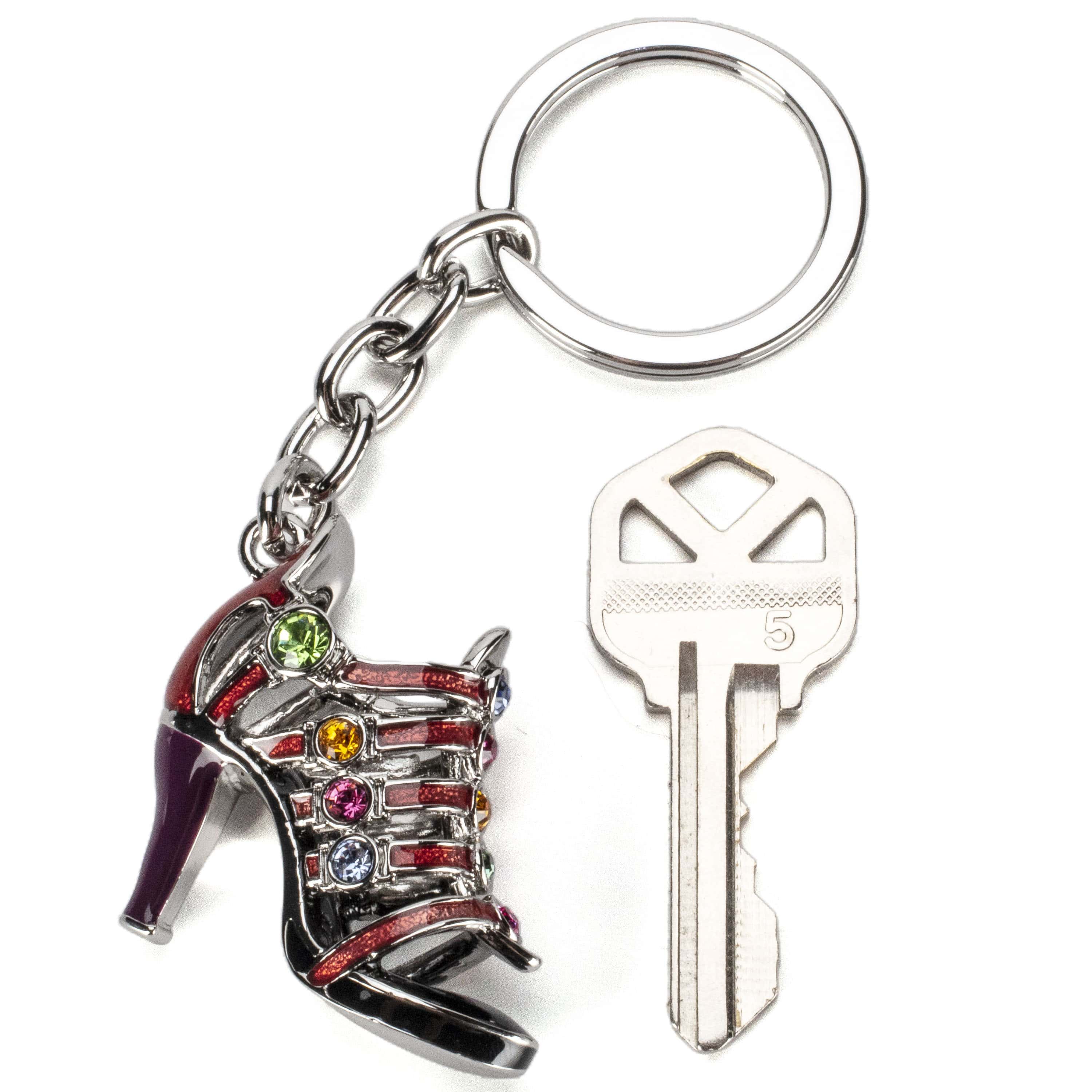 Kalifano Crystal Keychains Purple Rainbow Dress Shoe Keychain made with Swarovski Crystals SKC-168