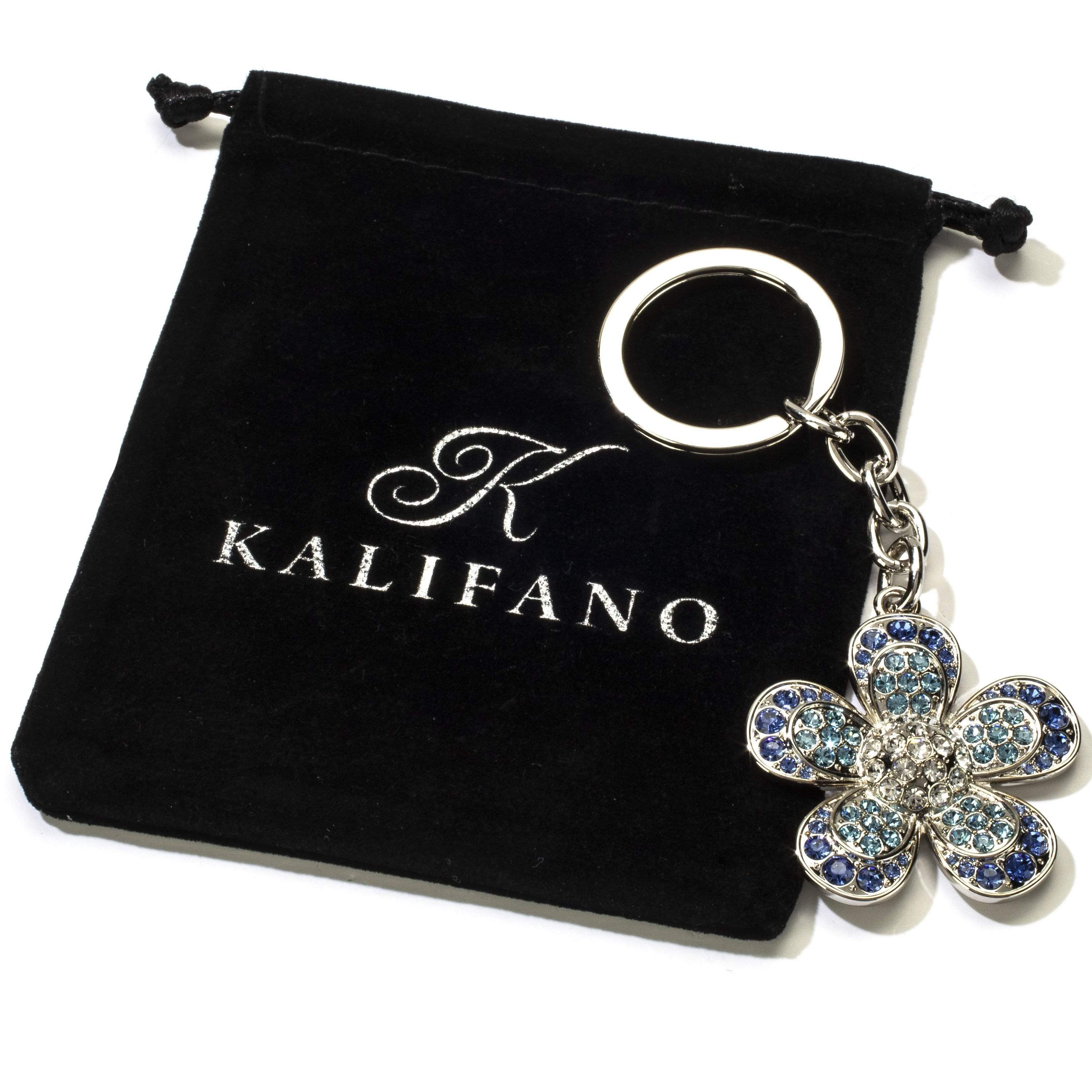 Kalifano Crystal Keychains Sapphire Flower Keychain made with Swarovski Crystals SKC-052