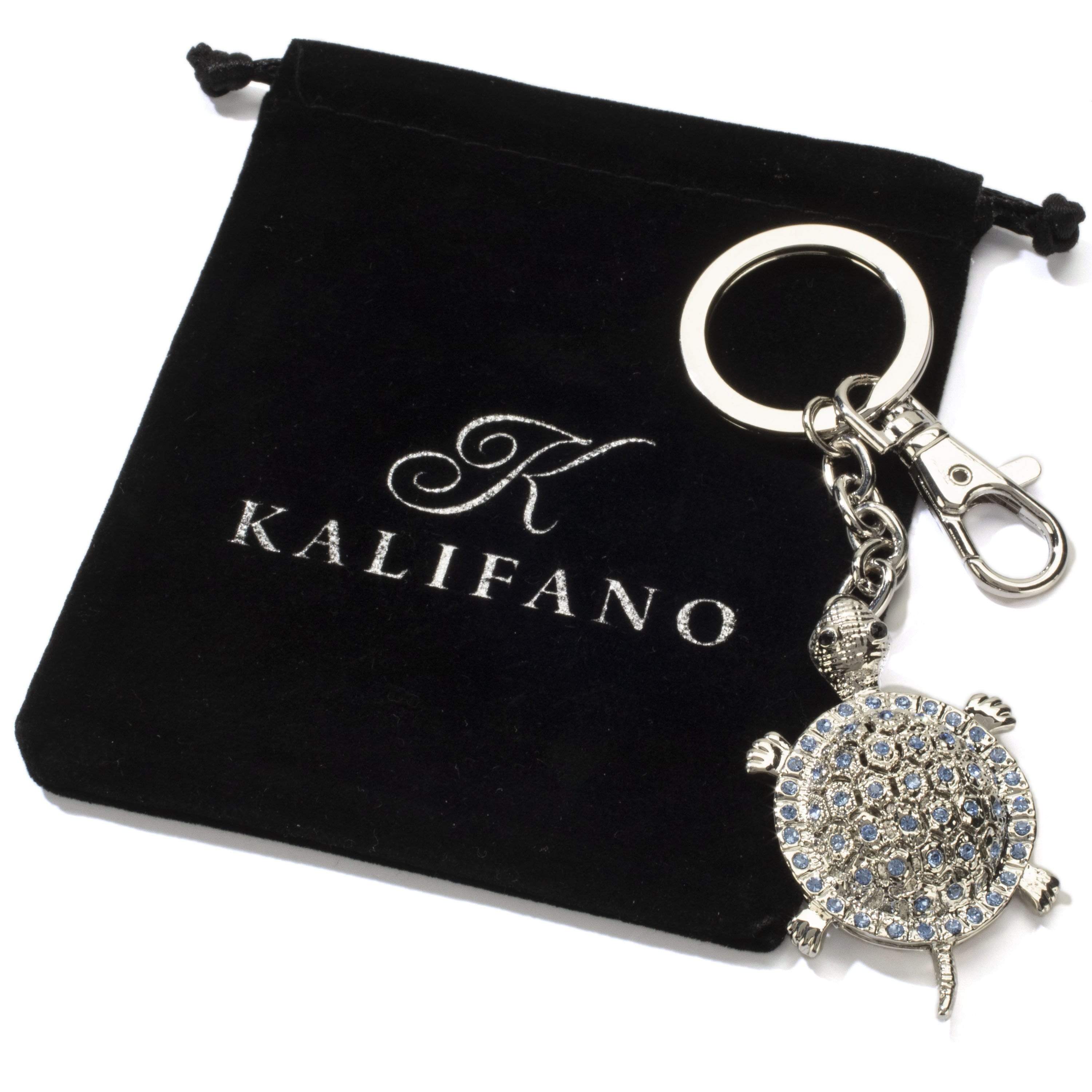 Kalifano Crystal Keychains Sapphire Turtle Keychain made with Swarovski Crystals SKC-112