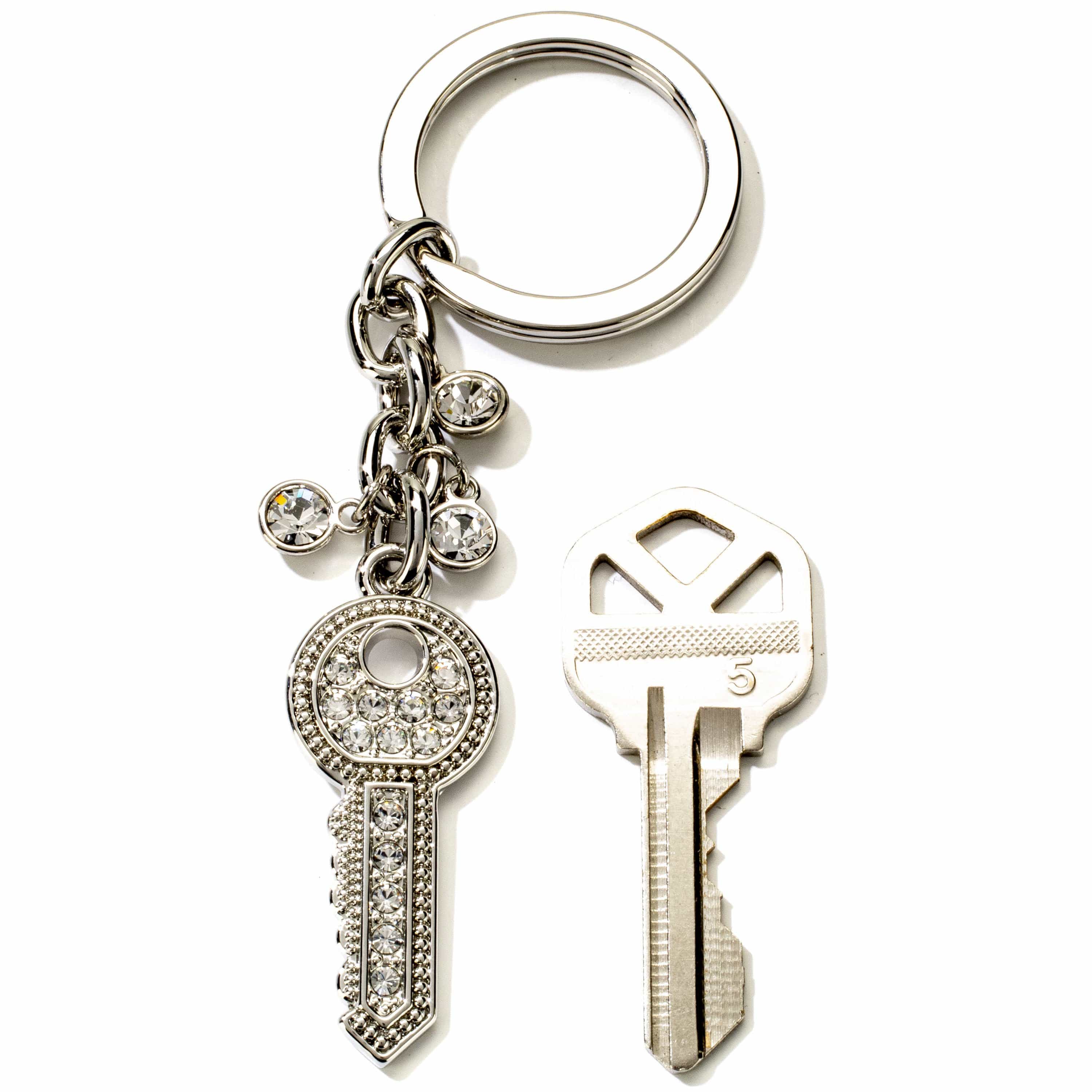 Kalifano Crystal Keychains Silver Key One Keychain made with Swarovski Crystals SKC-137