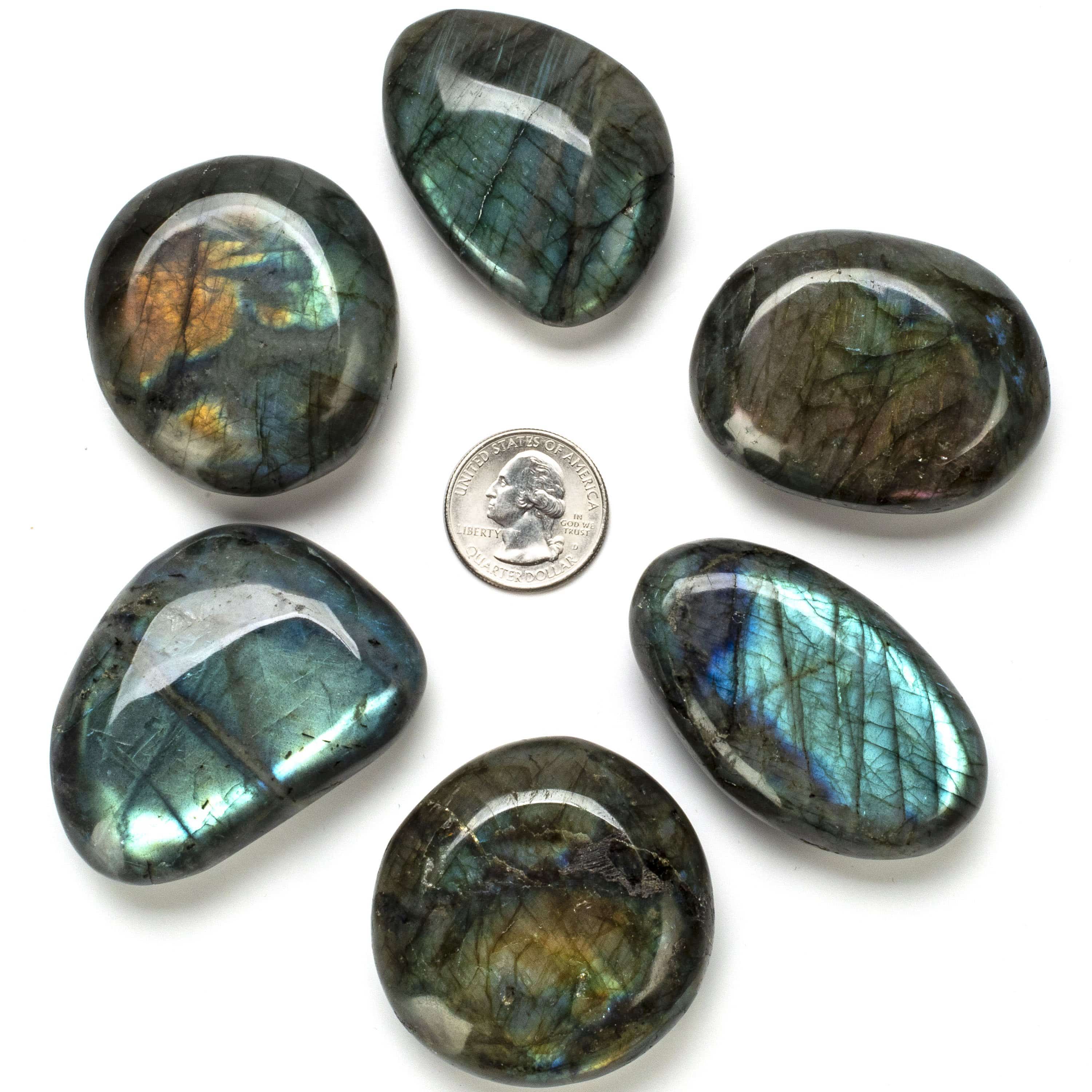 Kalifano Fossils & Minerals Natural Labradorite Healing Palm Stone LAB20