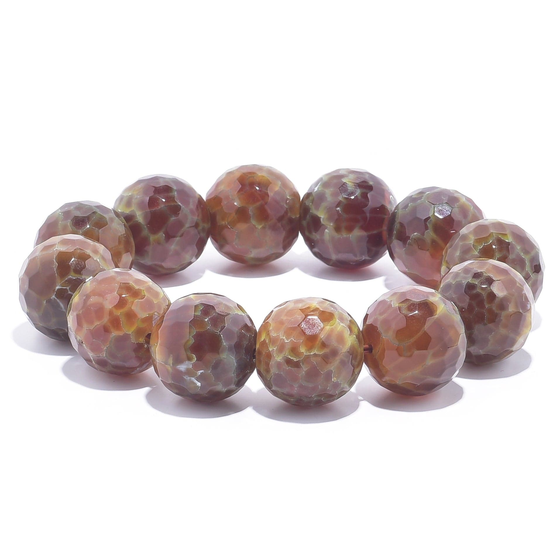 Kalifano Gemstone Bracelets Agate Faceted Natural Gemstone Bead Elastic Bracelet PLAT-BGP-025