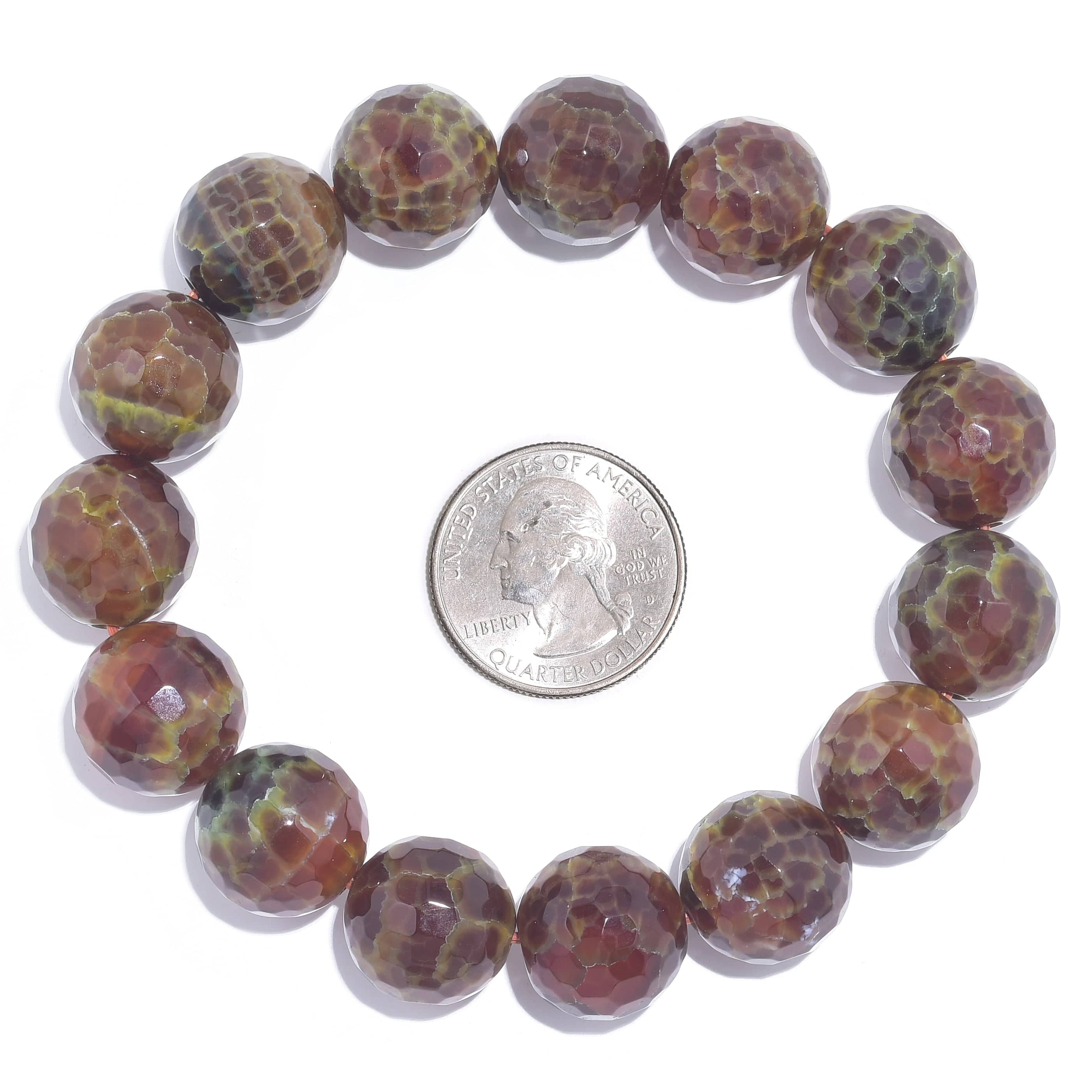 Kalifano Gemstone Bracelets Agate Faceted Natural Gemstone Bead Elastic Bracelet PLAT-BGP-030