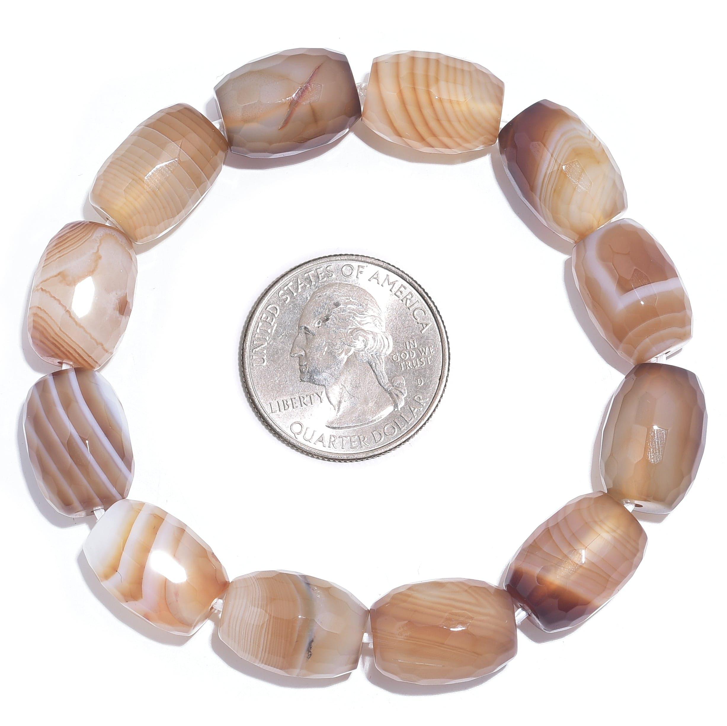 Kalifano Gemstone Bracelets Agate Natural Gemstone Elastic Bracelet GOLD-BGP-060