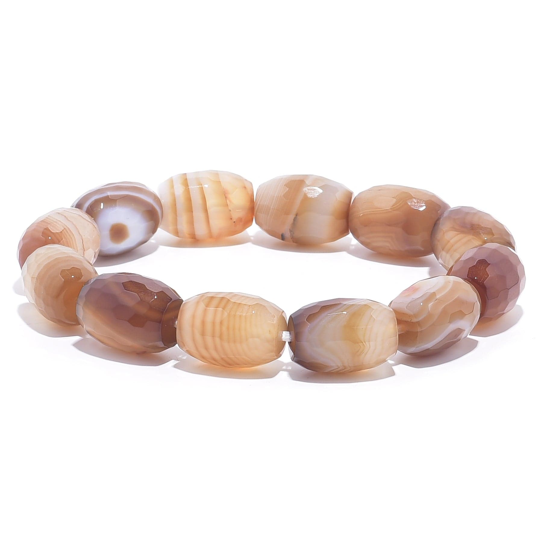 Kalifano Gemstone Bracelets Agate Natural Gemstone Elastic Bracelet GOLD-BGP-060