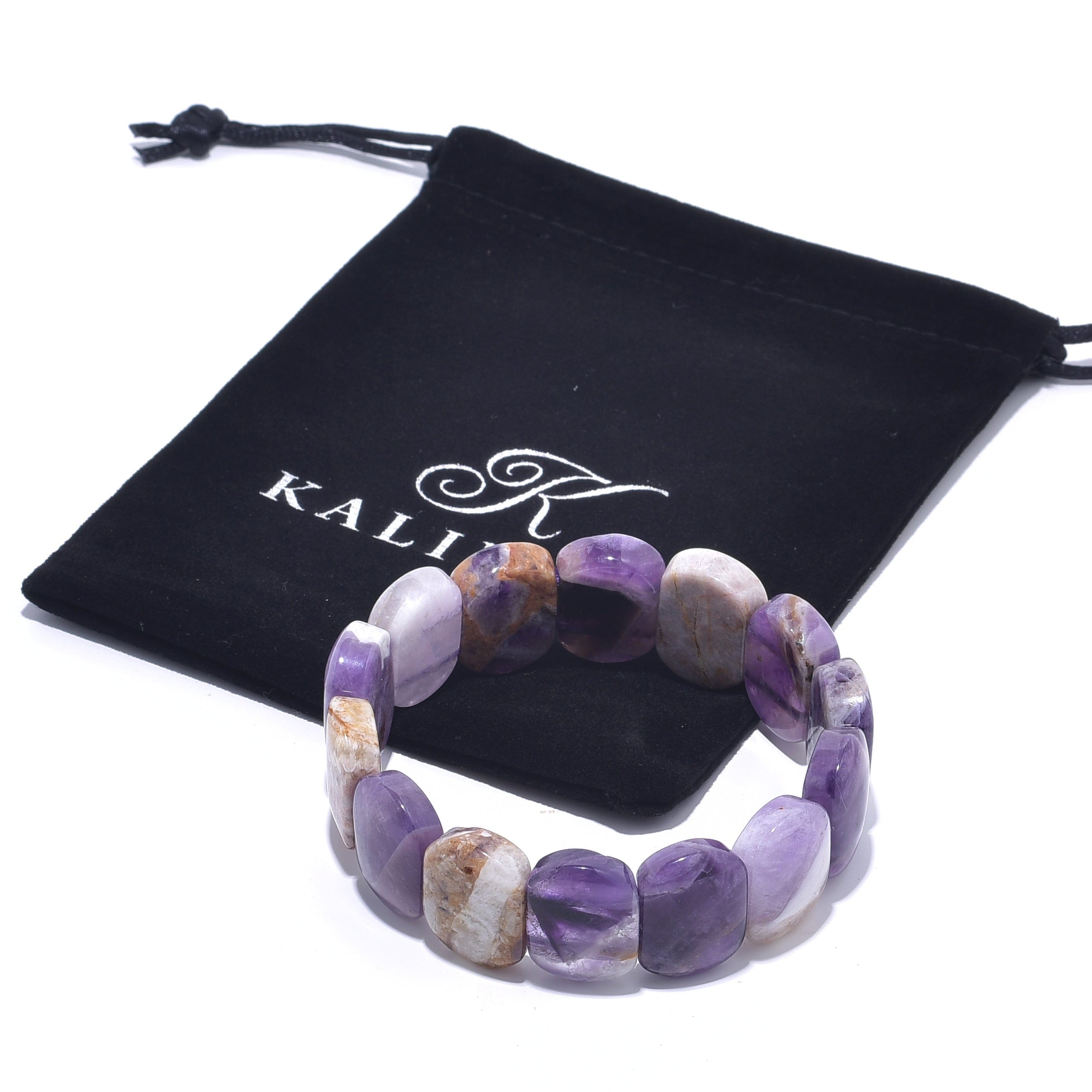 Kalifano Gemstone Bracelets Amethyst Natural Gemstone Elastic Bracelet GOLD-BGP-058