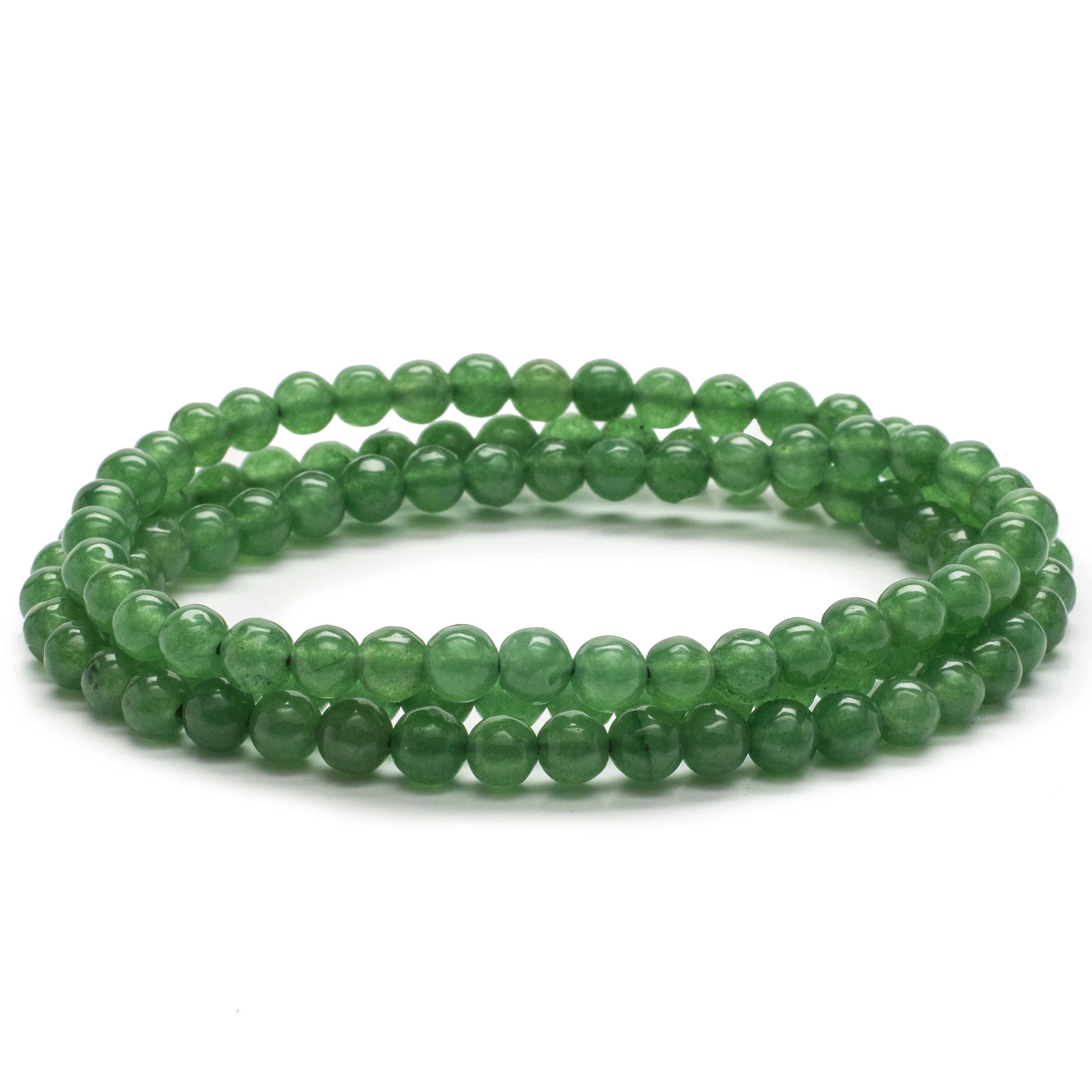 Kalifano Gemstone Bracelets Aventurine 5mm Gemstone Beads Triple Wrap Elastic Bracelet WHITE-BGI3-010