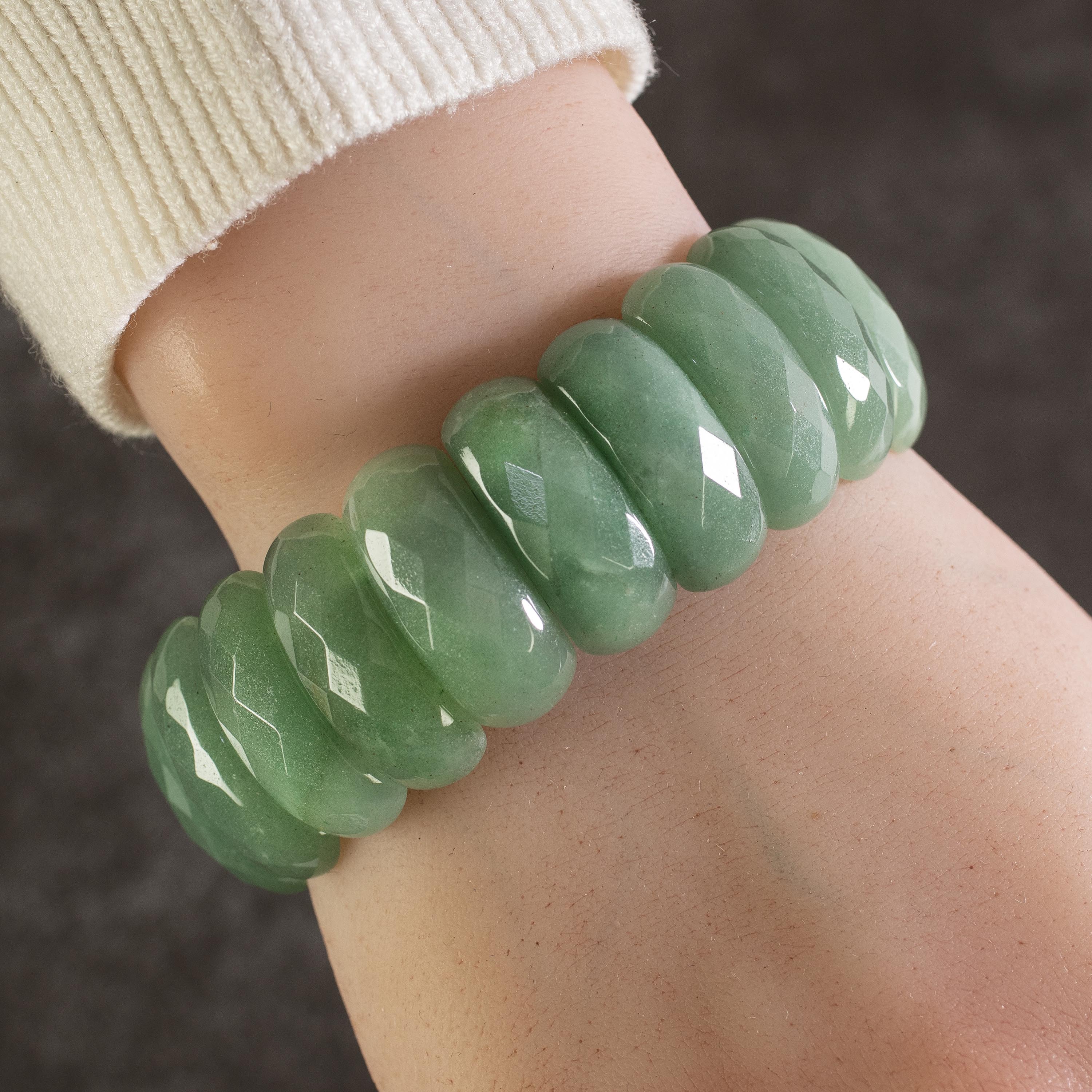 Kalifano Gemstone Bracelets Aventurine Faceted Elastic Gemstone Bracelet RED-BGP-004