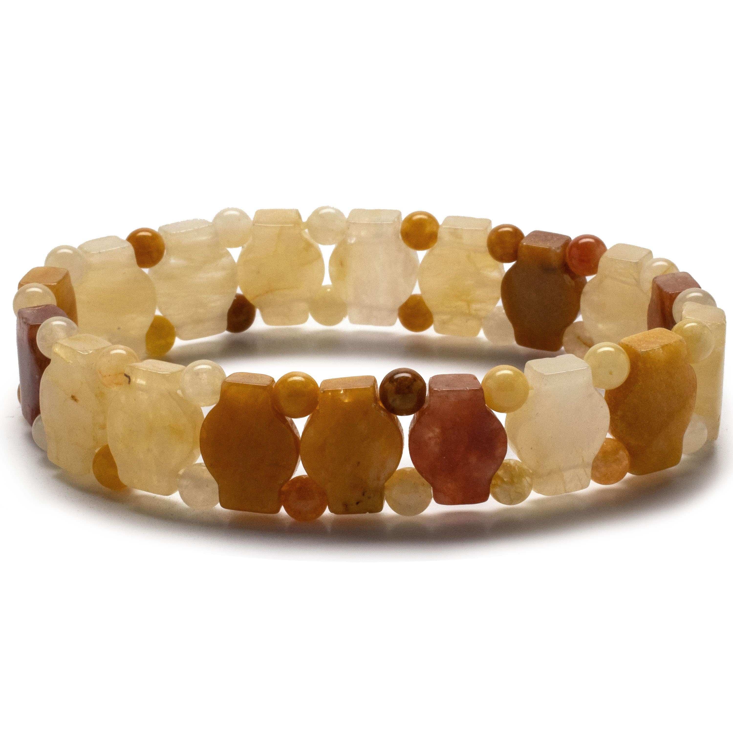 Kalifano Gemstone Bracelets Butter Jade Gemstone Elastic Bracelet RED-BGP-025