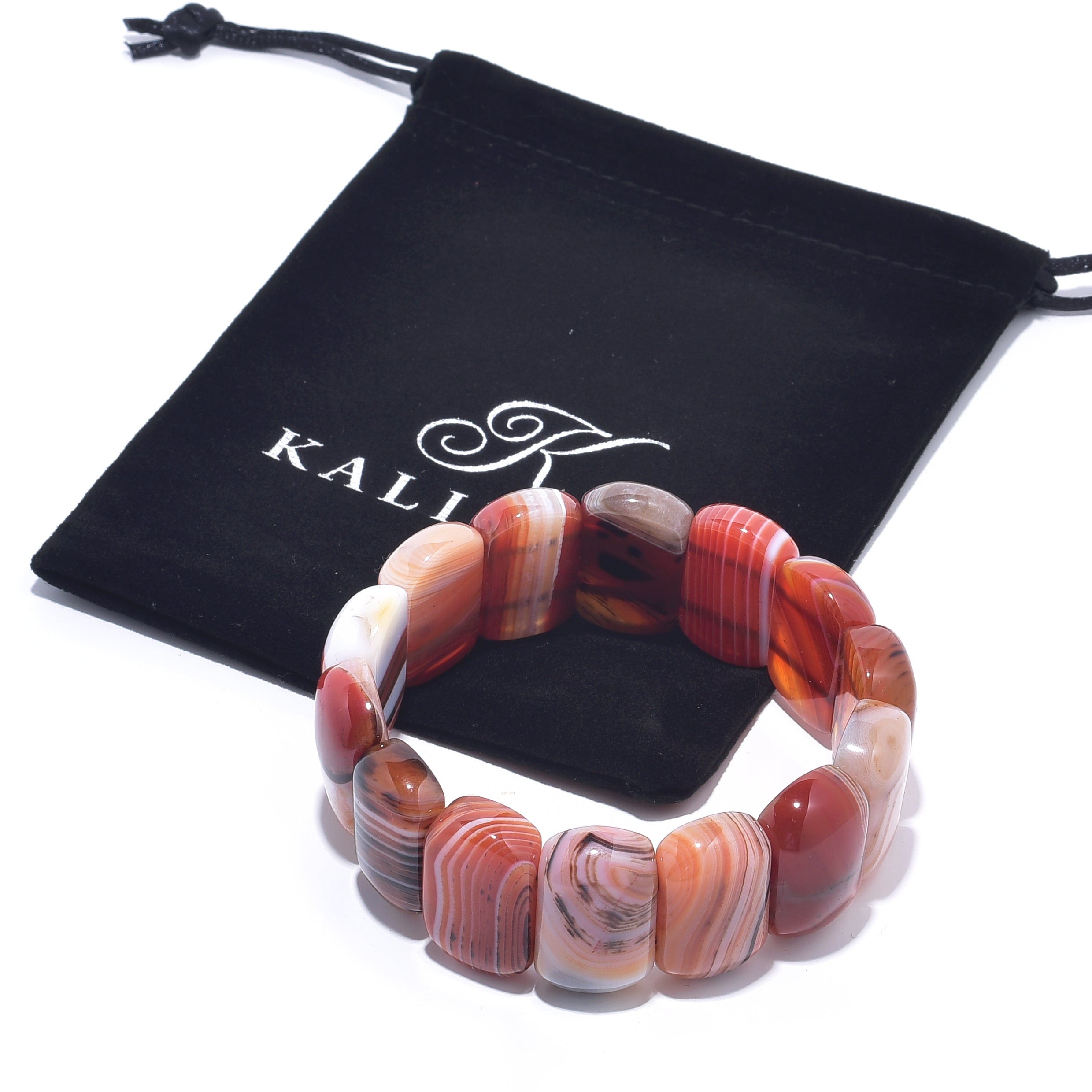 Kalifano Gemstone Bracelets Carnelian Natural Gemstone Elastic Bracelet PLAT-BGP-022