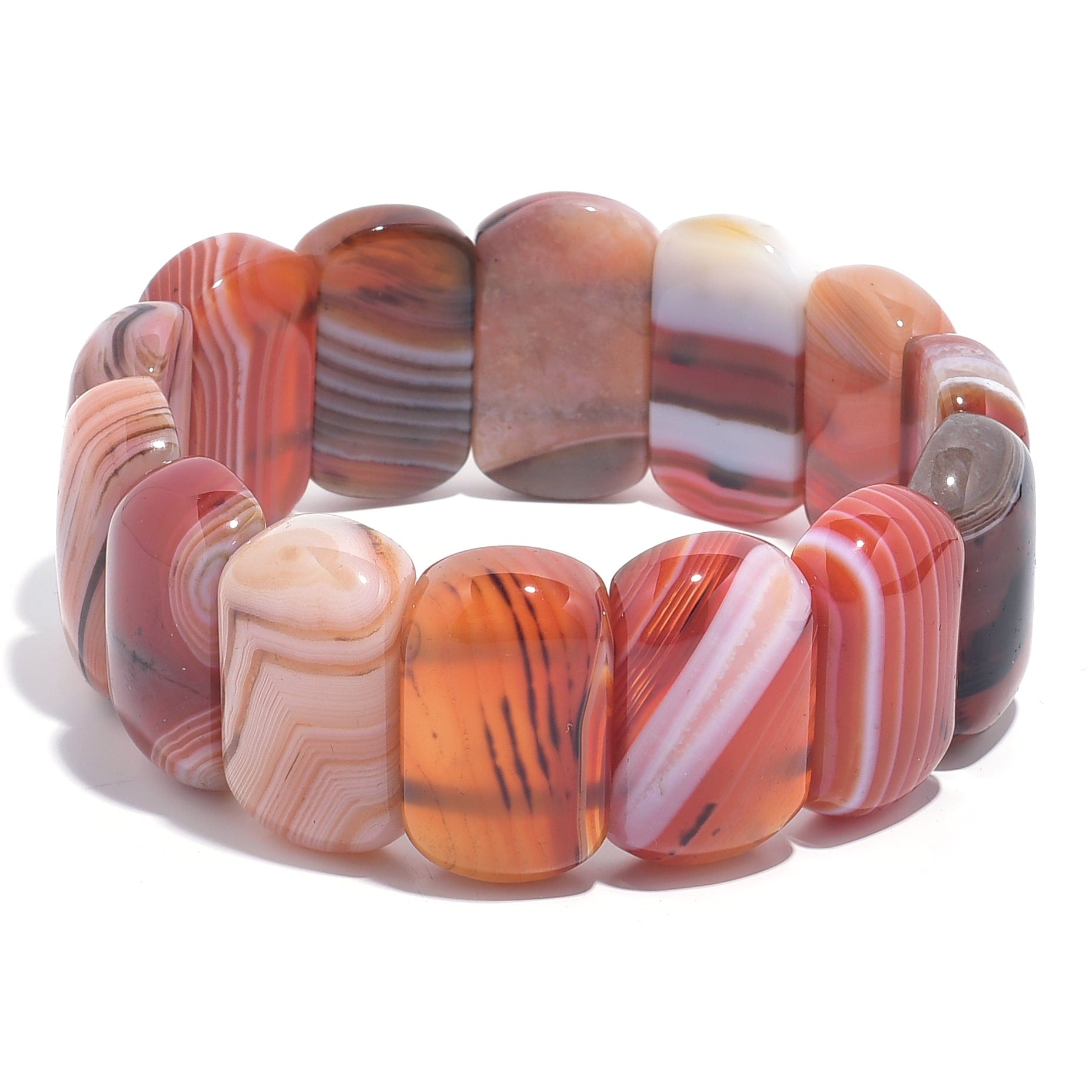 Kalifano Gemstone Bracelets Carnelian Natural Gemstone Elastic Bracelet PLAT-BGP-022