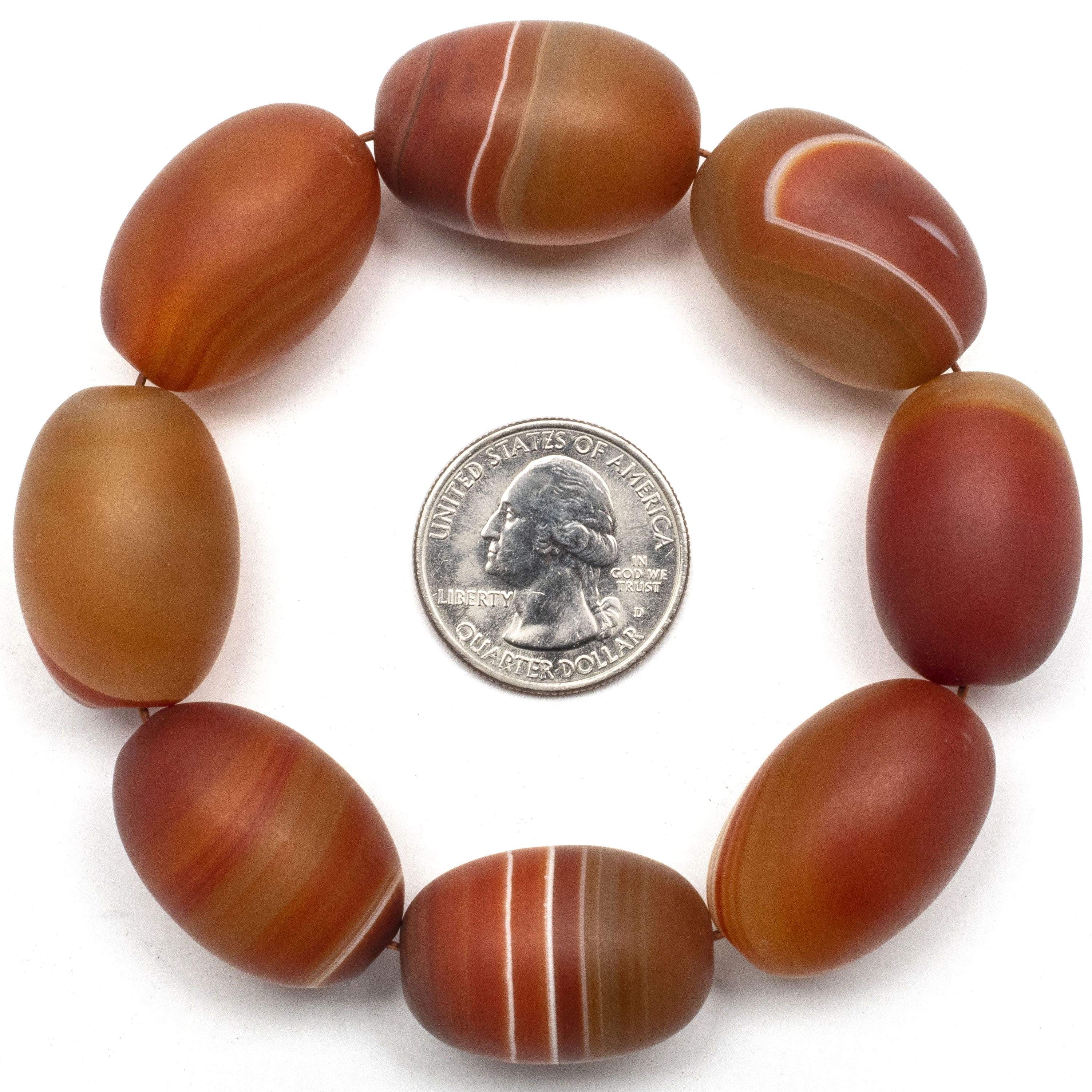 Kalifano Gemstone Bracelets Carnelian Oval Gemstone Elastic Bracelet WHITE-BGP-028