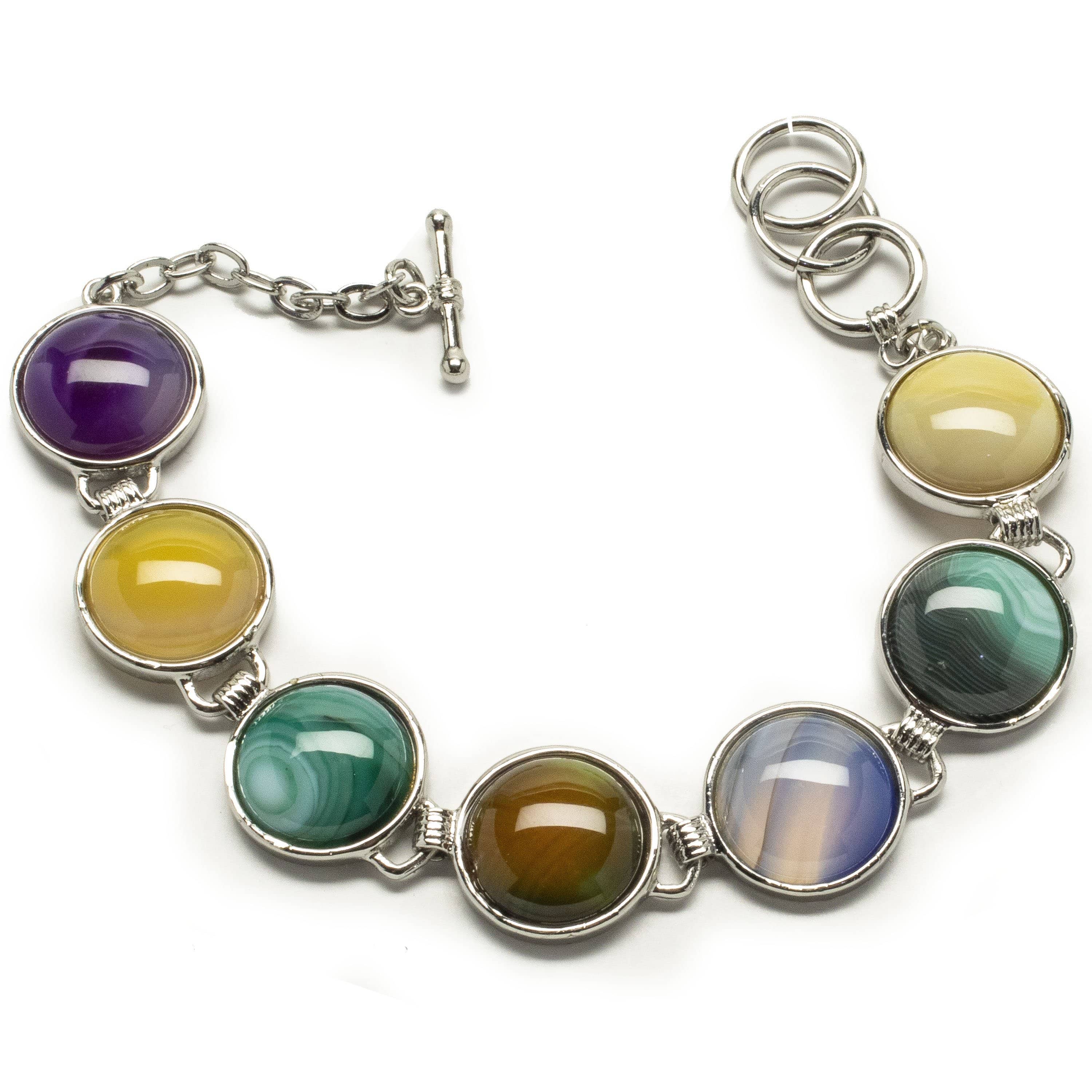 Kalifano Gemstone Bracelets Color Enhanced Agate Gemstone Bracelet RED-BGP-040