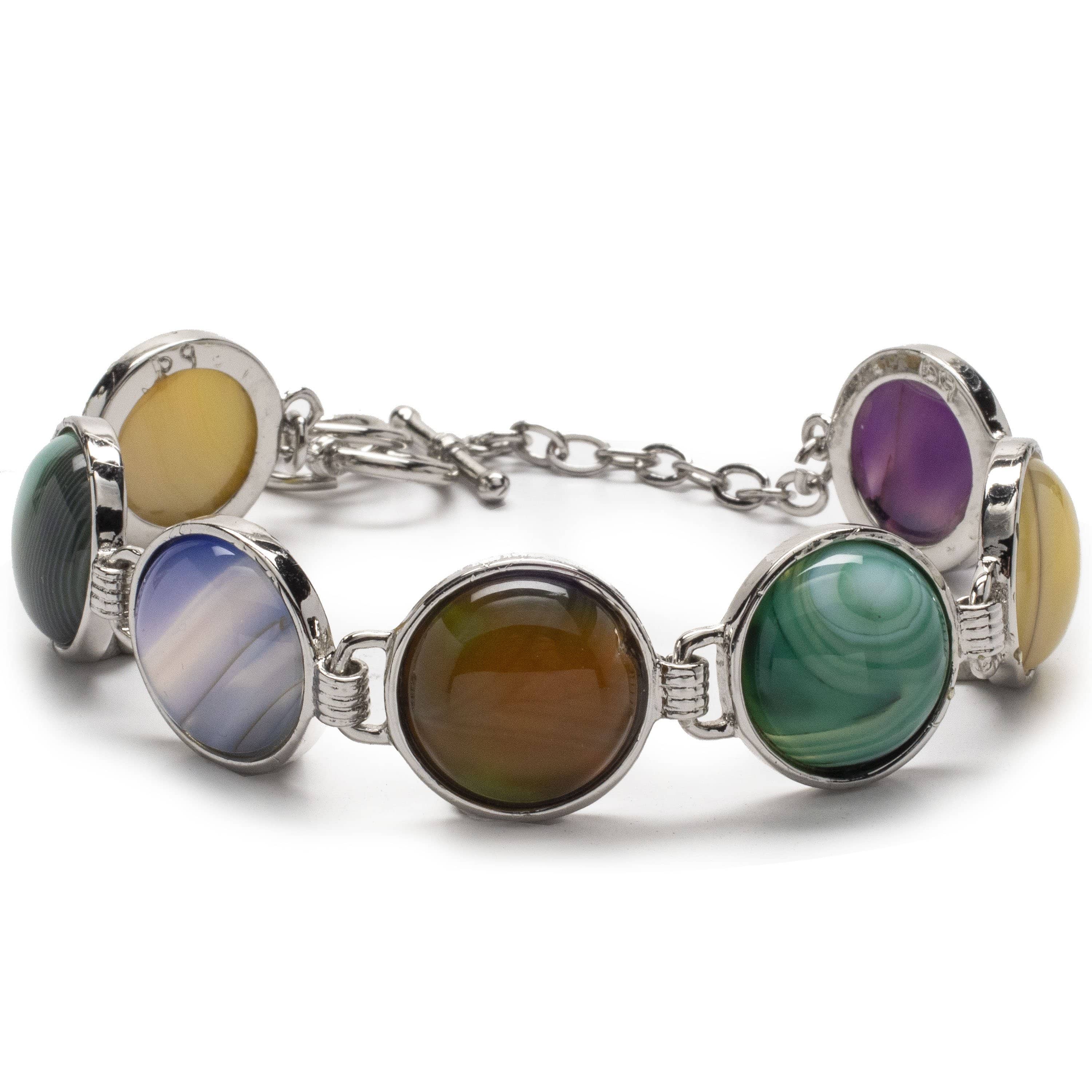 Kalifano Gemstone Bracelets Color Enhanced Agate Gemstone Bracelet RED-BGP-040