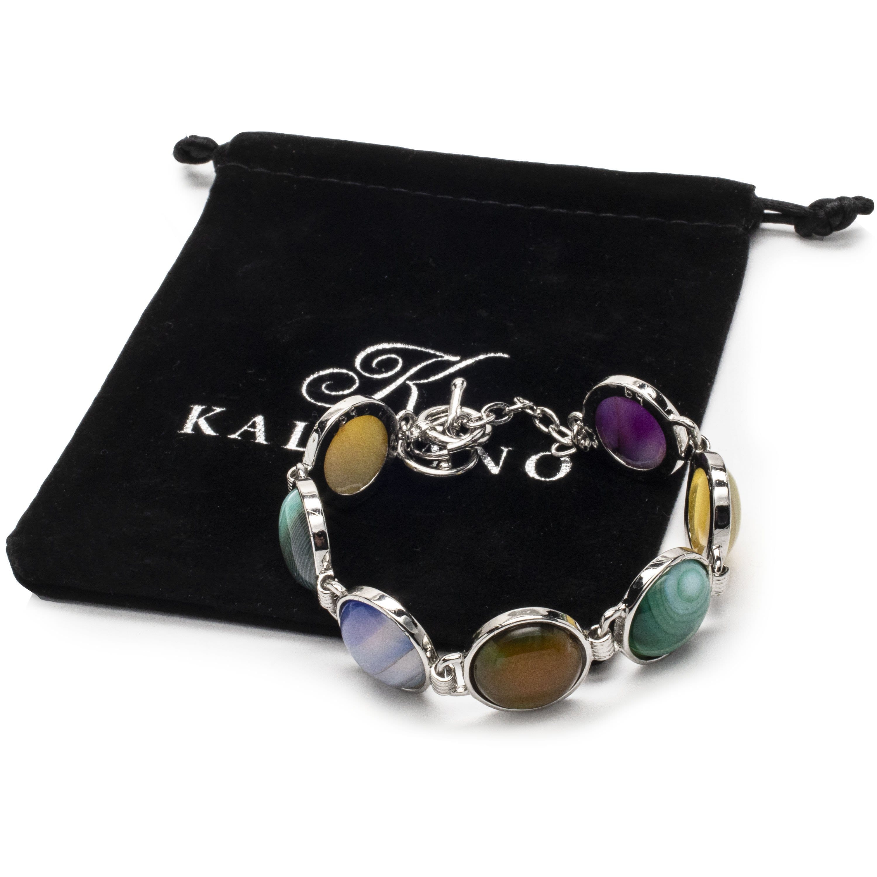 Kalifano Gemstone Bracelets Color Enhanced Agate Gemstone Bracelet RED-BGP-040