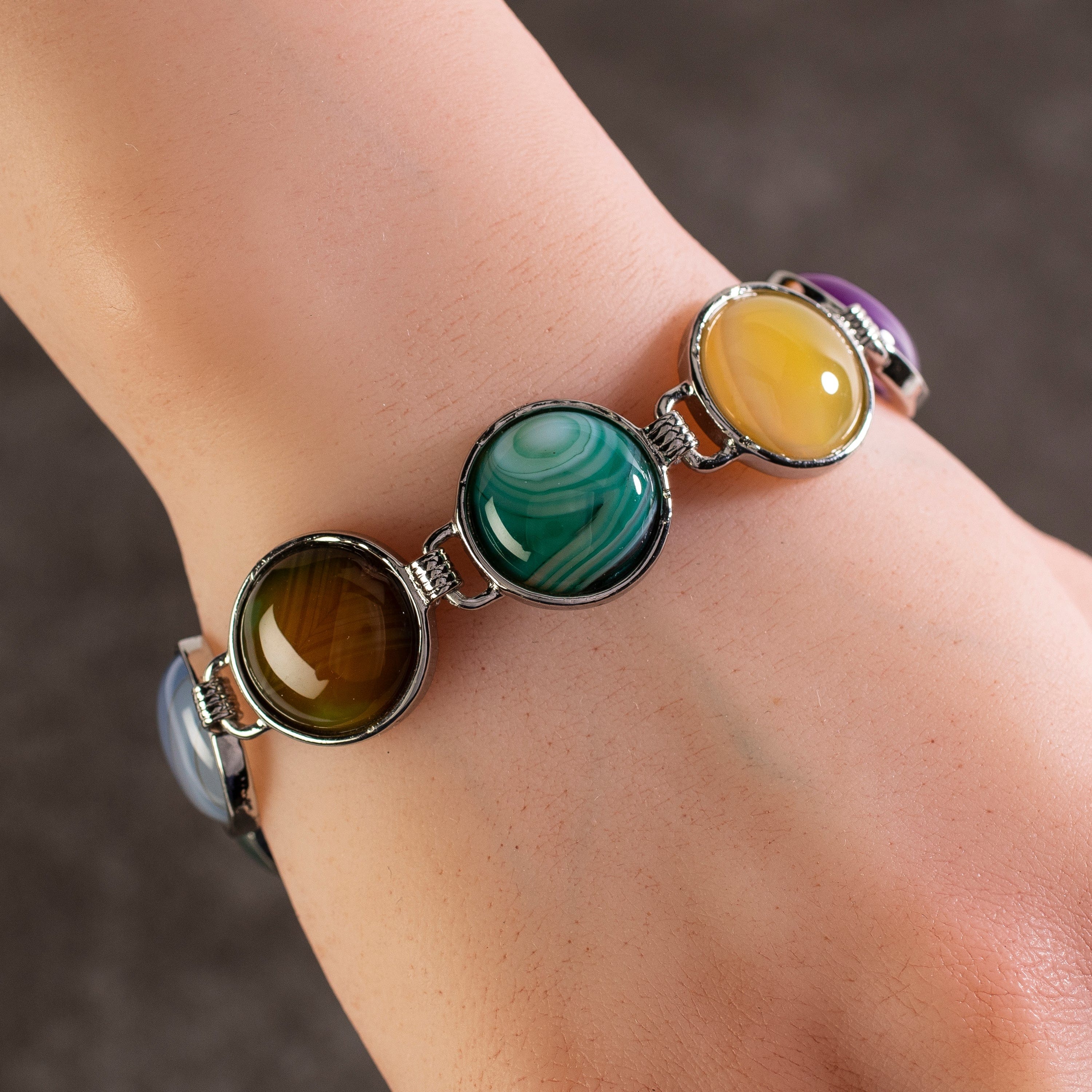 Kalifano Gemstone Bracelets Color Enhanced Agate Gemstone Bracelet RED-BGP-040
