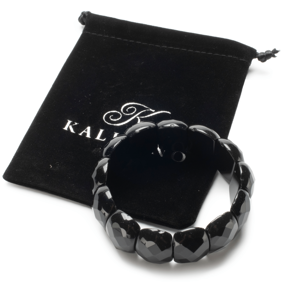 Kalifano Gemstone Bracelets Faceted Black Agate Gemstone Bracelet RED-BGP-008