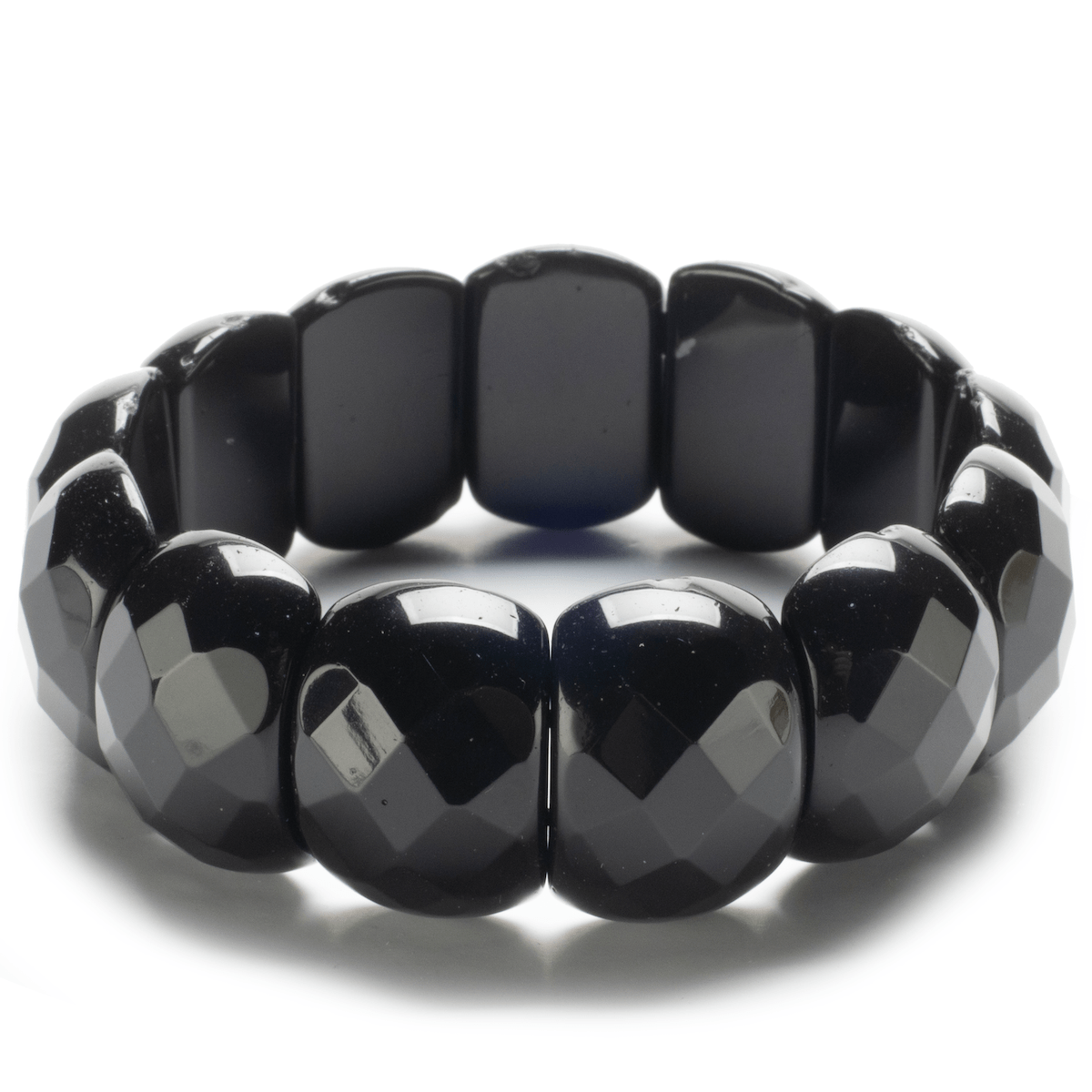 Kalifano Gemstone Bracelets Faceted Black Agate Gemstone Bracelet RED-BGP-008