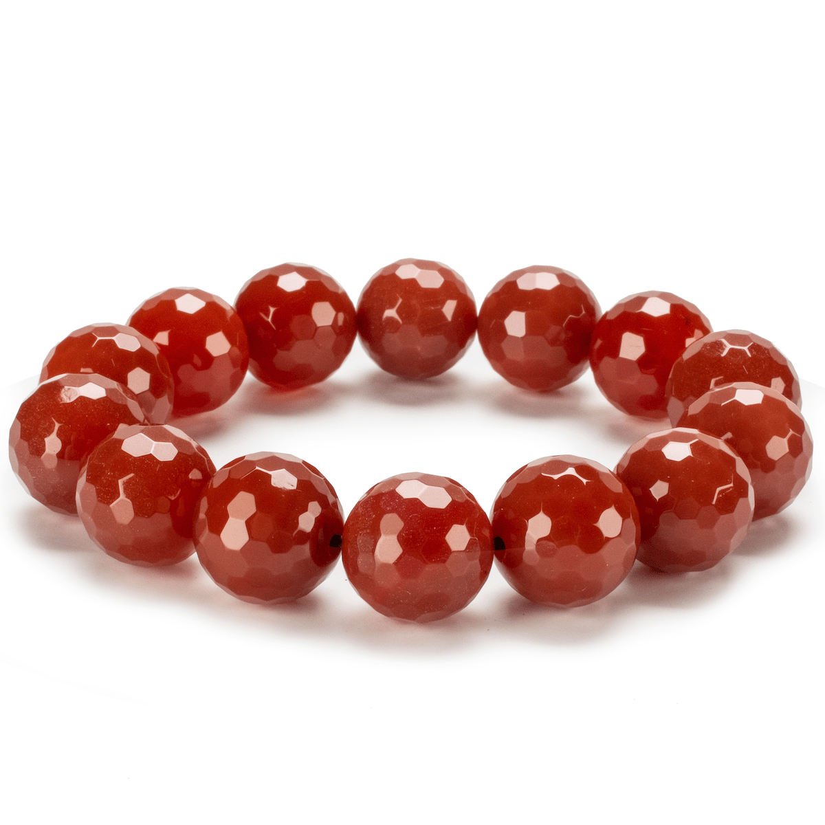 Kalifano Gemstone Bracelets Faceted Carnelian 16mm Gemstone Bead Elastic Bracelet RED-BGP-011