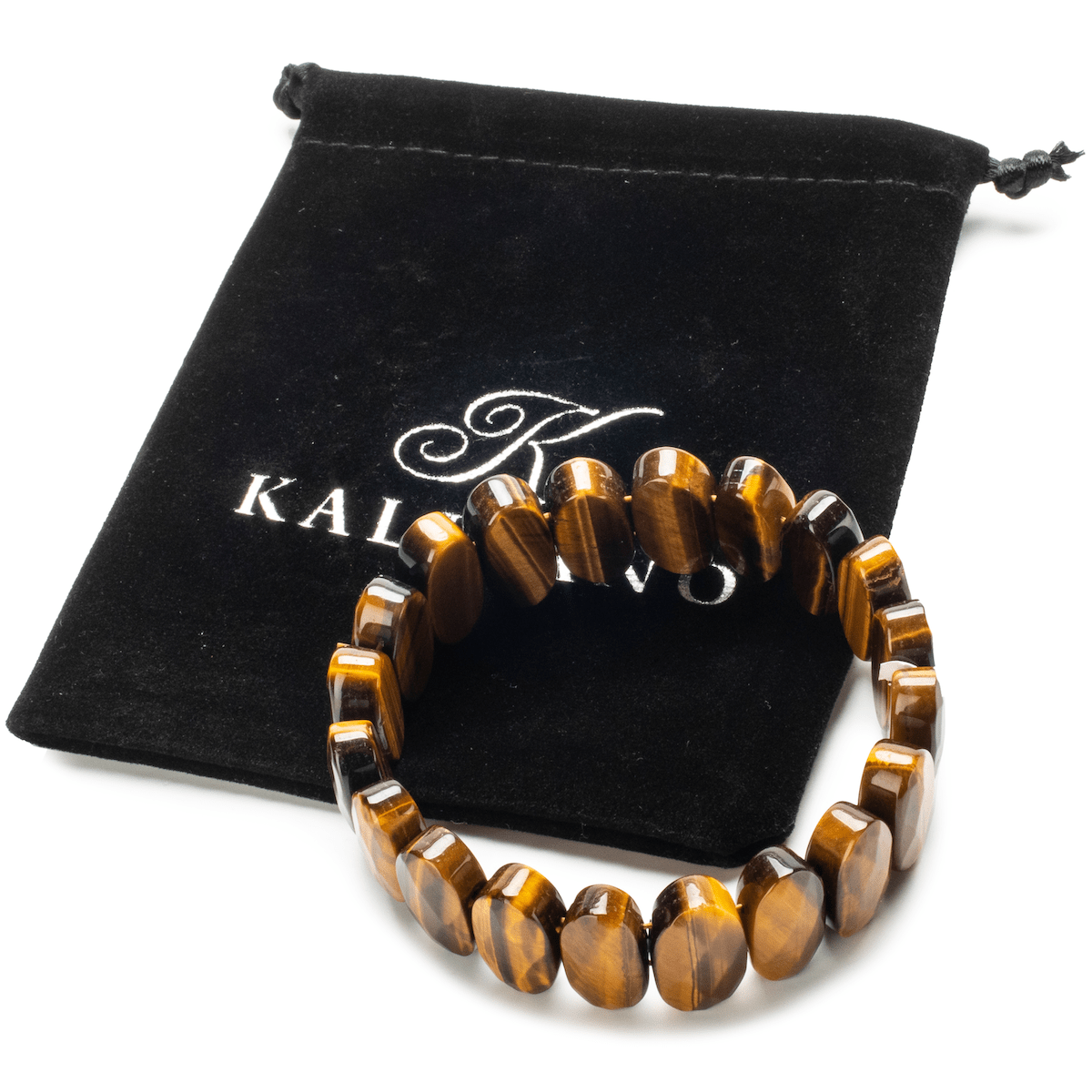 Kalifano Gemstone Bracelets Faceted Oval Tiger Eye Gemstone Elastic Bracelet RED-BGP-030