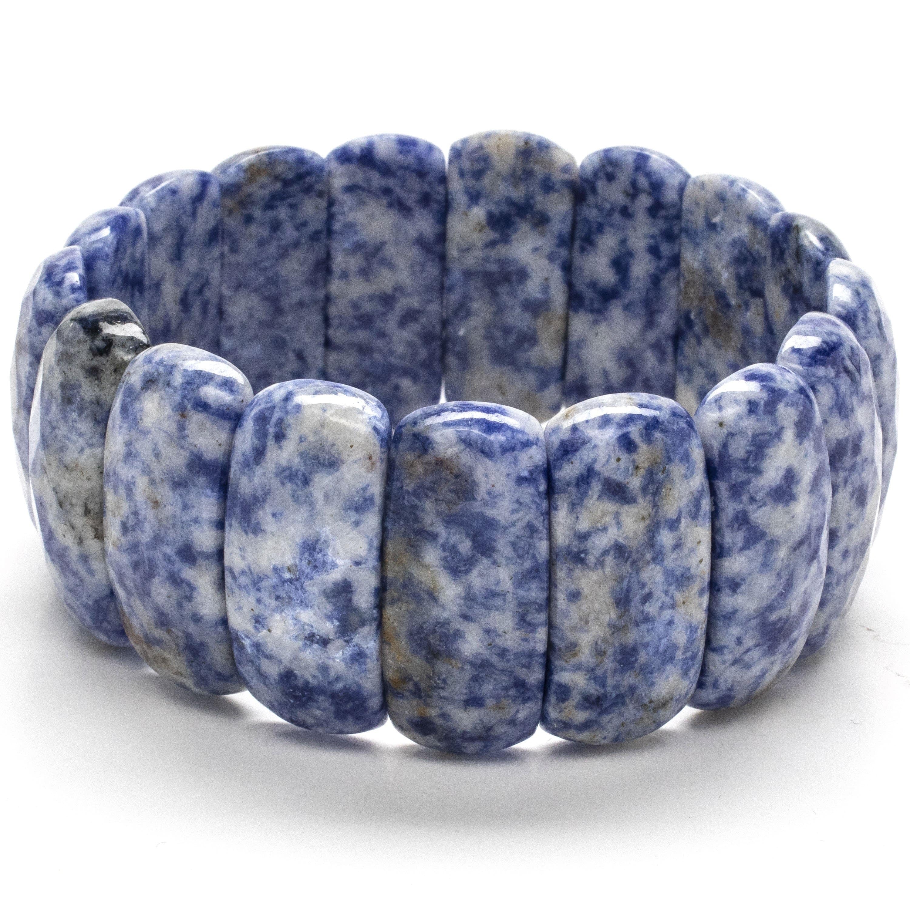 Kalifano Gemstone Bracelets Faceted Sodalite Rectangular Natural Gemstone Elastic Bracelet PLAT-BGP-004