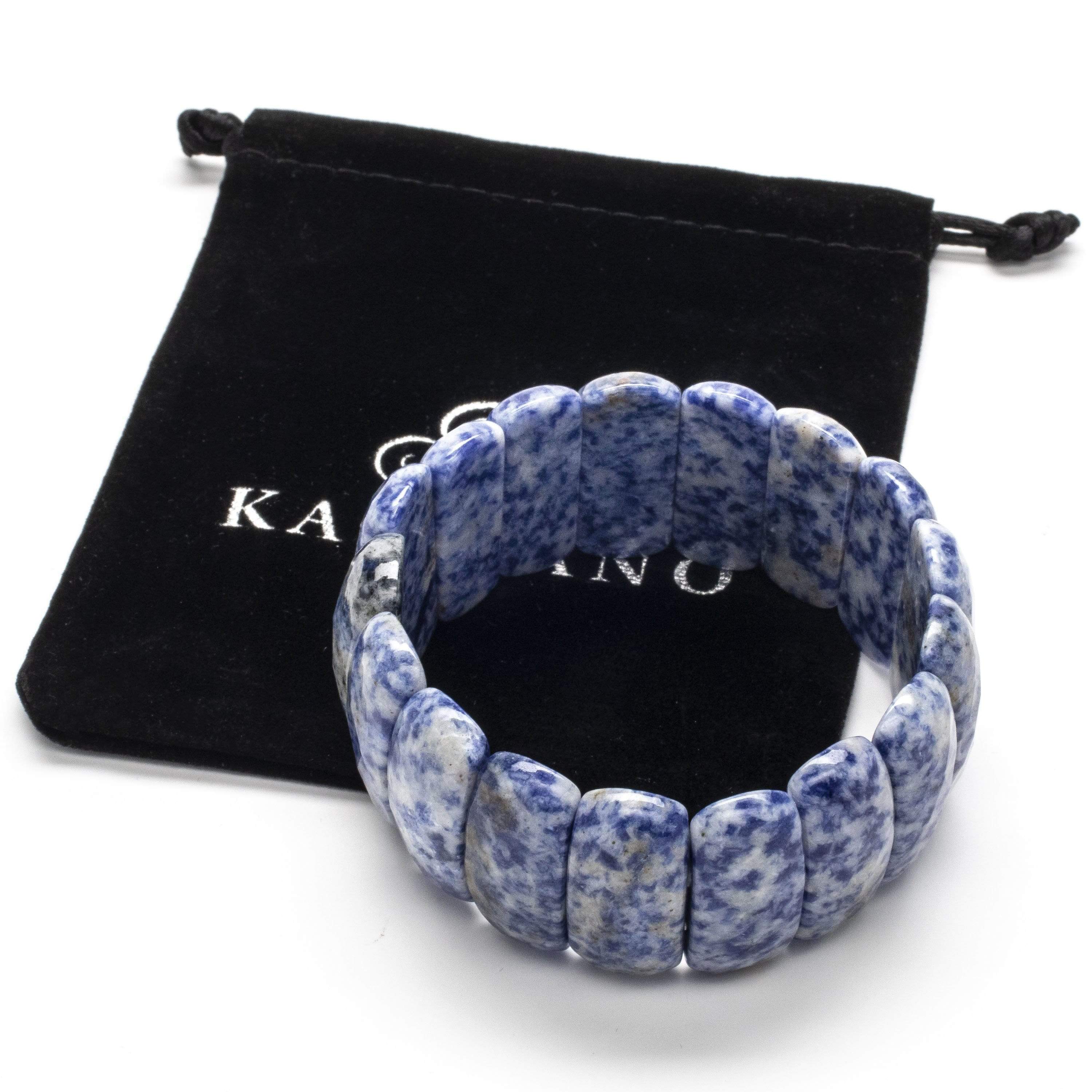 Kalifano Gemstone Bracelets Faceted Sodalite Rectangular Natural Gemstone Elastic Bracelet PLAT-BGP-004